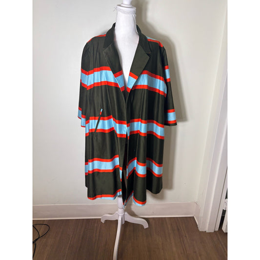Topolina Boutique Dark Green Long Sleeve Cotton Poly Blend Open Midi Coat Sz
