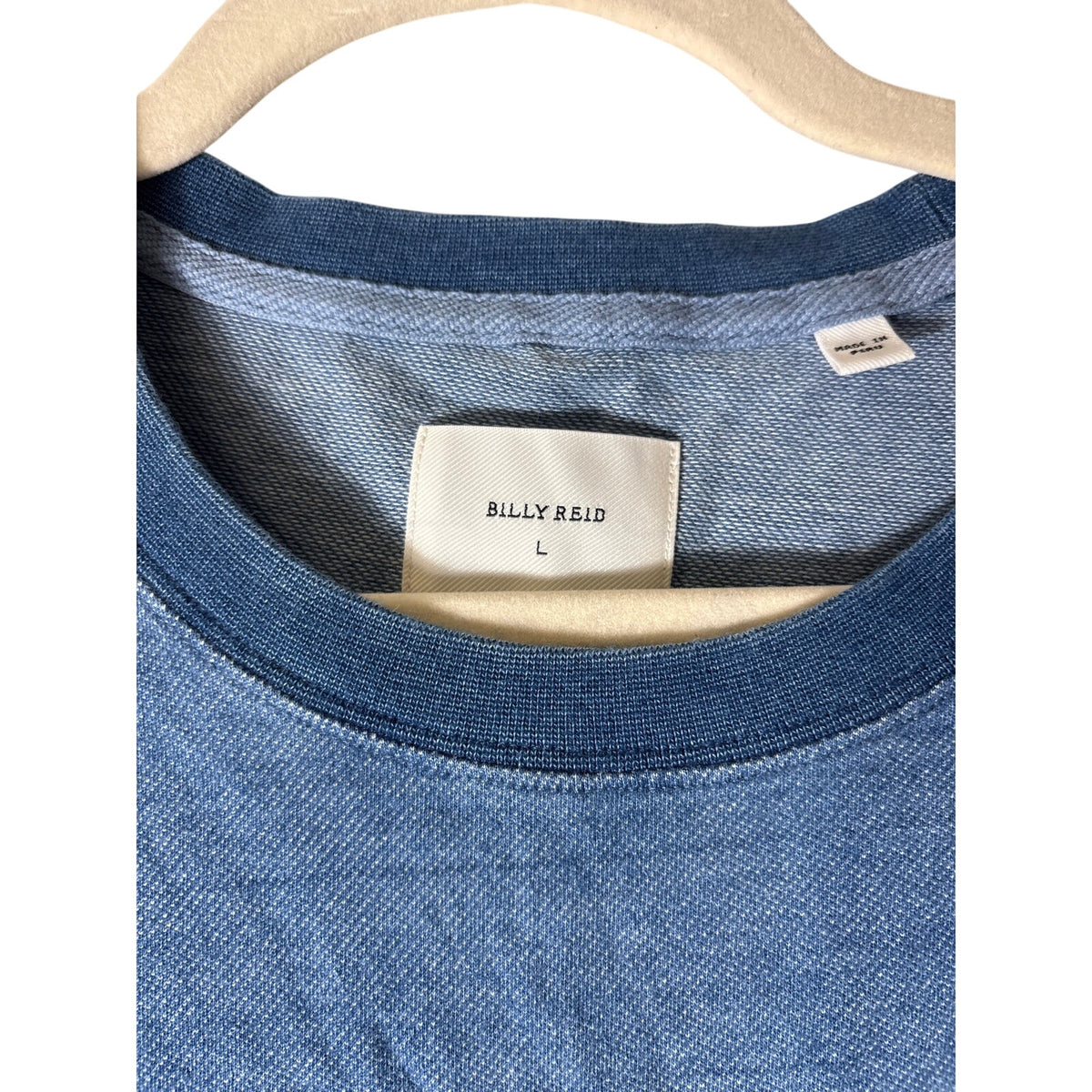 Mens Billy Reid Blue Textured Long Sleeve Tee Sz L