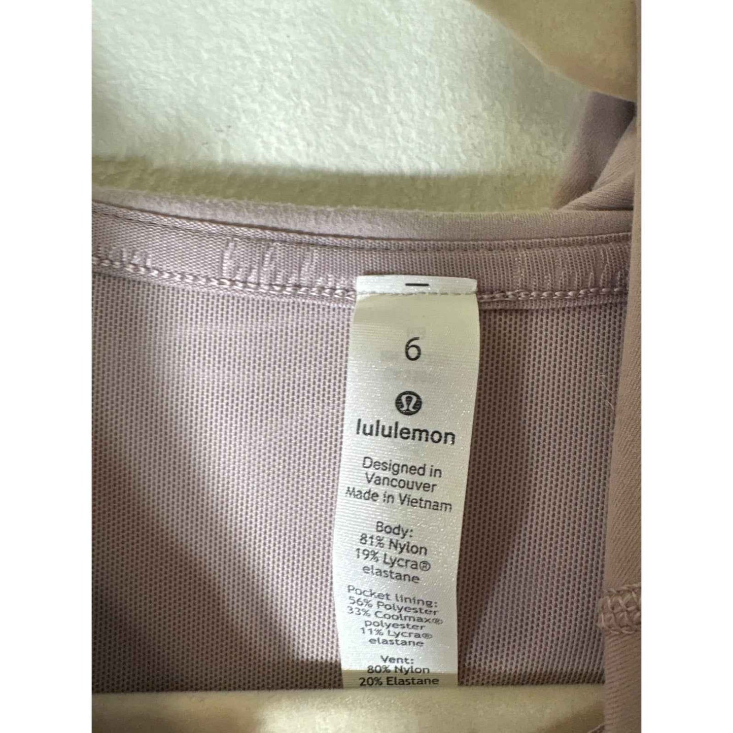 Lululemon Muted Lavender Long Sleeve Define Jacket Sz 6