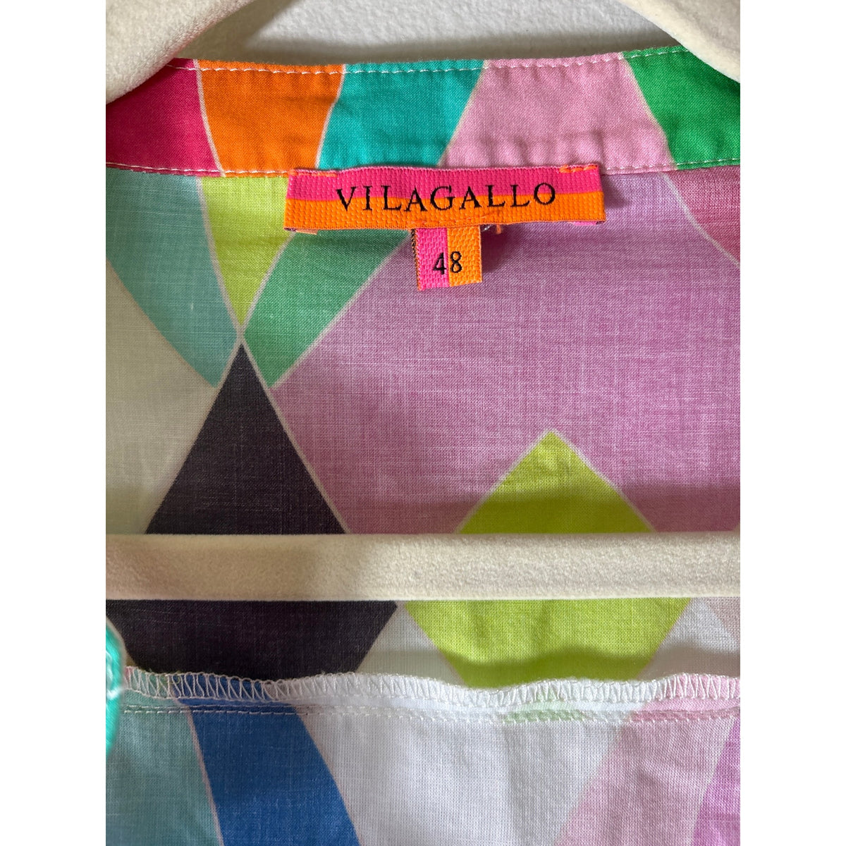 Vilagallo Multicolor Long Sleeve Cotton Tunic Sz 48