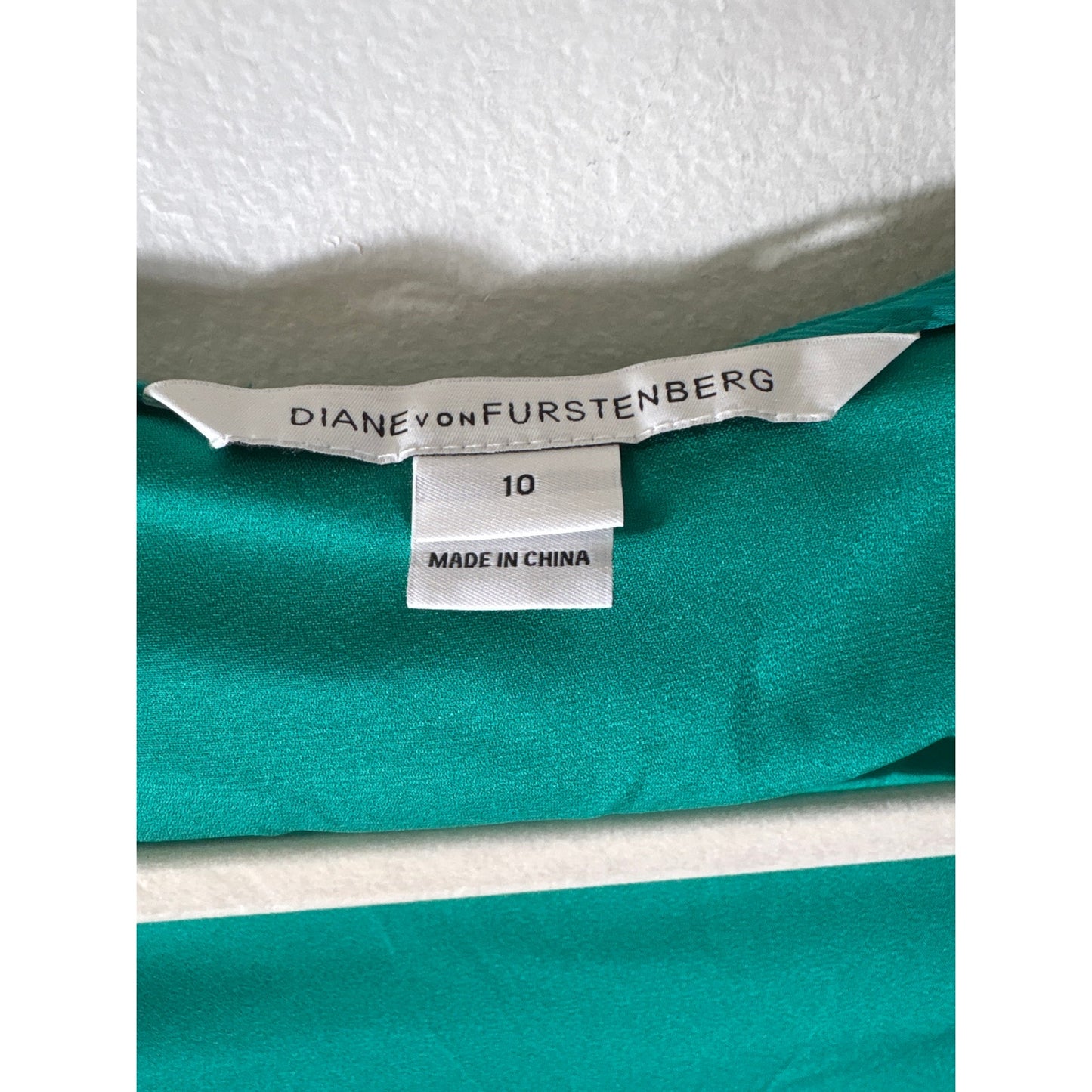 Diane Von Furstenberg Teal Green Long Sleeve Layered Silk Shirt Sz 10