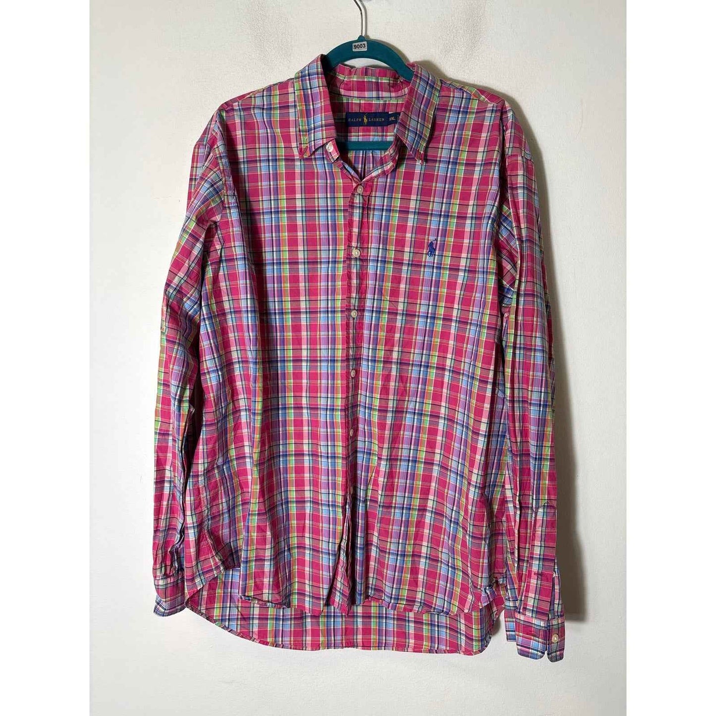 Men's Ralph Lauren Pinkish Plaid Long Sleeve Cotton Shirt Sz XXL