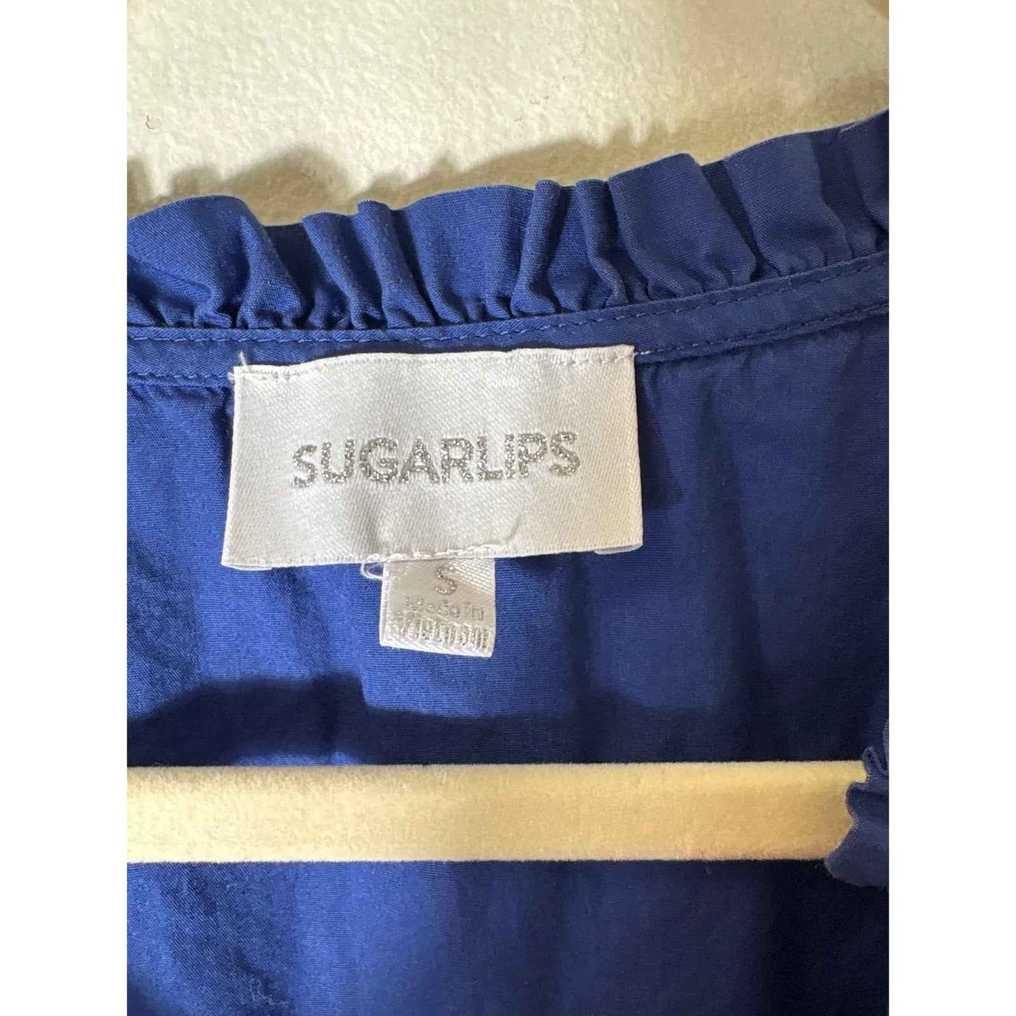 Sugar Lips Royal Blue Flutter Sleeve Cotton Mini Dress Sz S