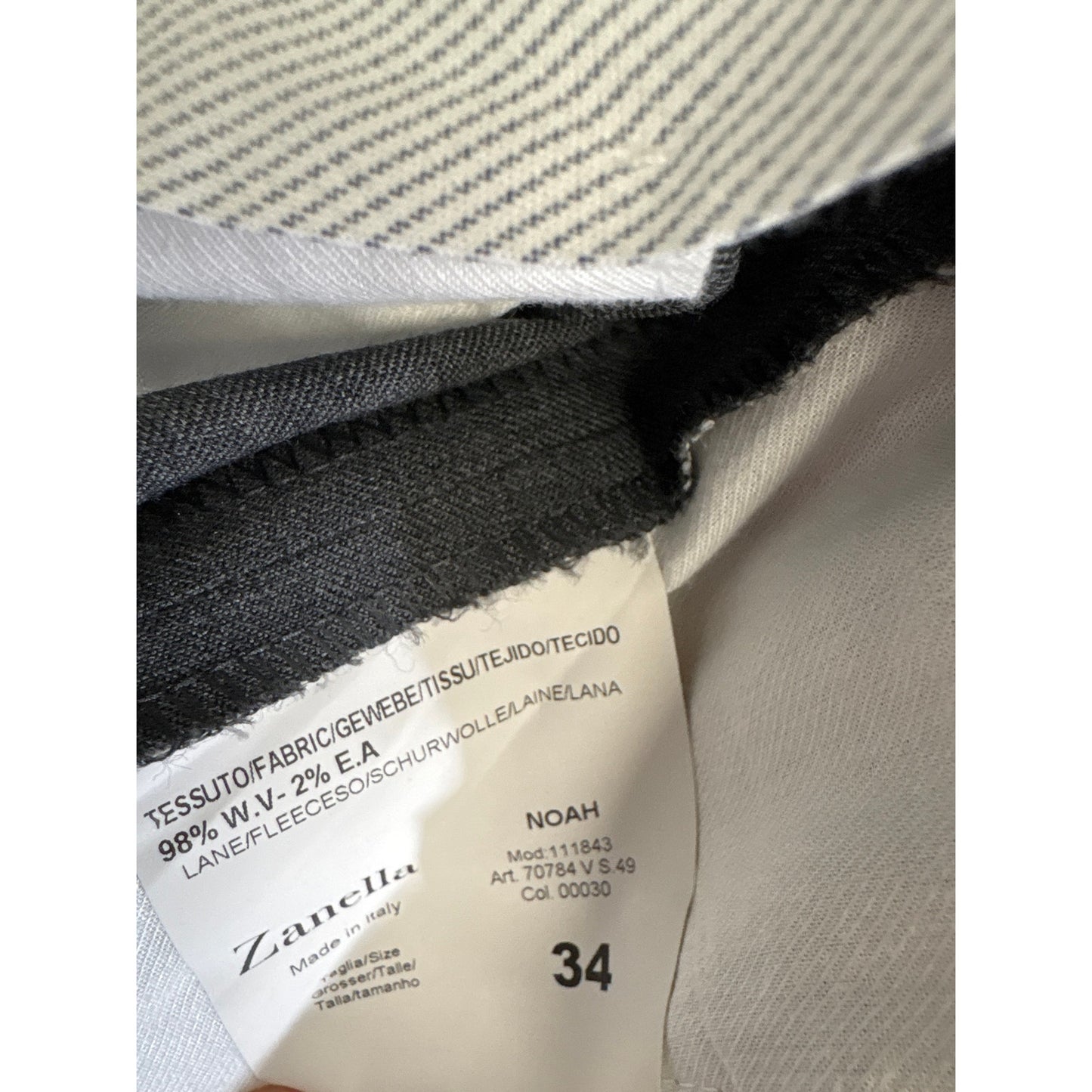 Mens Zanella Stretch Waistband Gray Devon Slacks Sz 34