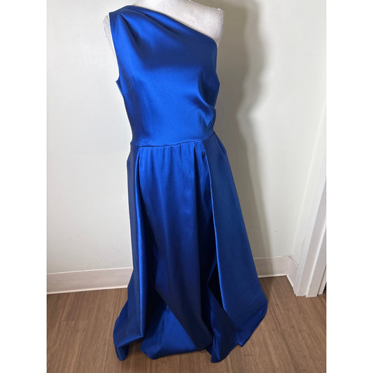 Teri Jon Cobalt Blue One Shoulder Ball Gown Sz 10