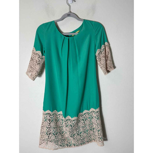 Gianni Bini Green Lace Half Sleeve Knee Length Sz XS
