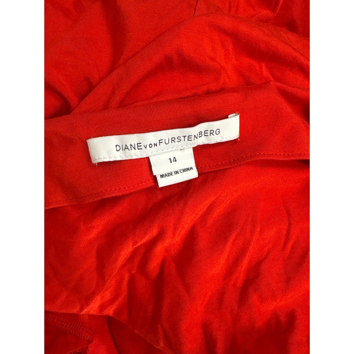 Diane VonFurstenberg Red/Orange Long Sleeve Wrap Mini Dress Sz 14