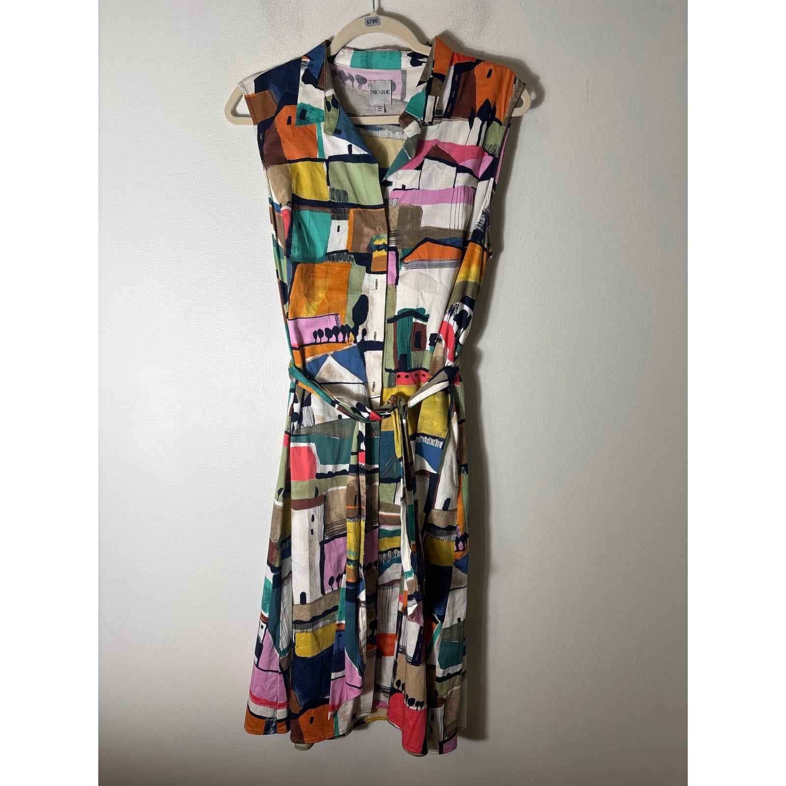 Nic+Zoe Multicolor Sleeveless Button Up Cotton Dress Sz PL