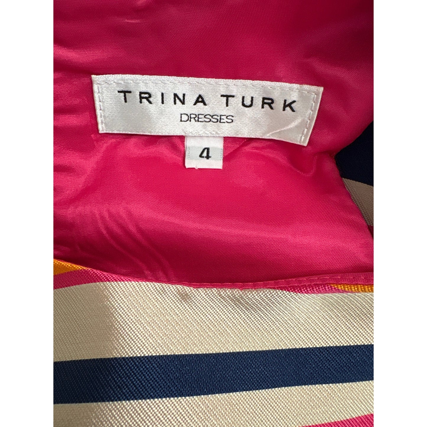 Trina Turk Navy, Pink and White Striped Mini Dress Sz 4
