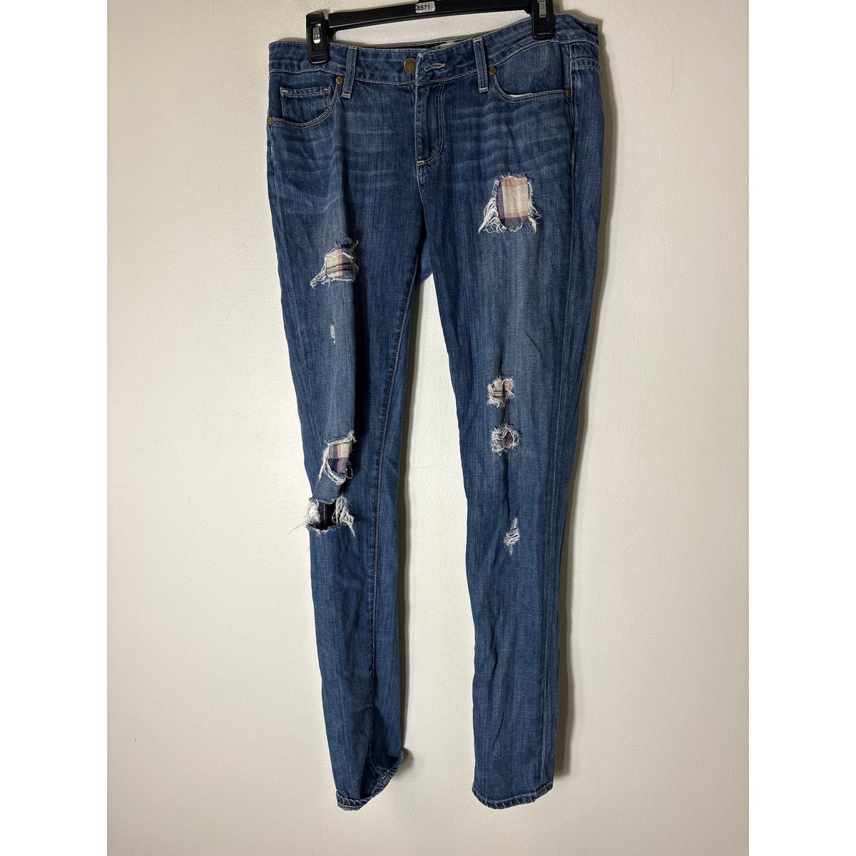 Paige Jimmy Jimmy Skinny Patchwork Blue Jeans Sz 27