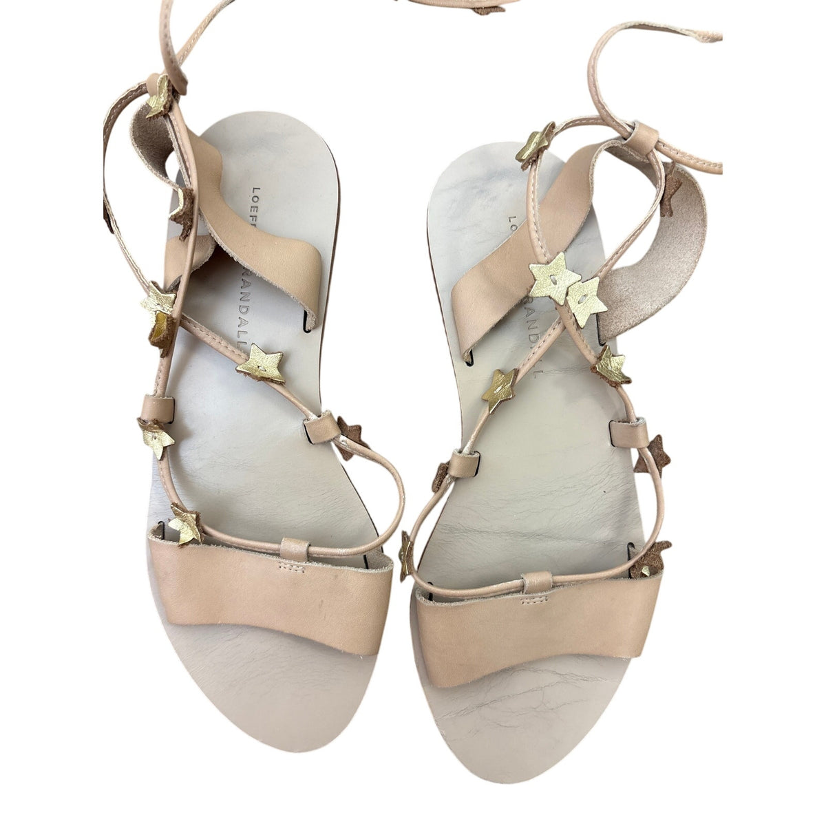 Loeffler Randall Nude With Gold Star Lace Up Sandals Sz 8.5