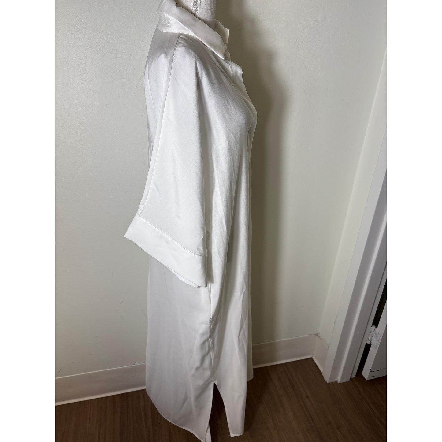 Bognar Blu White Button Up Shirt Maxi Dress Sz L
