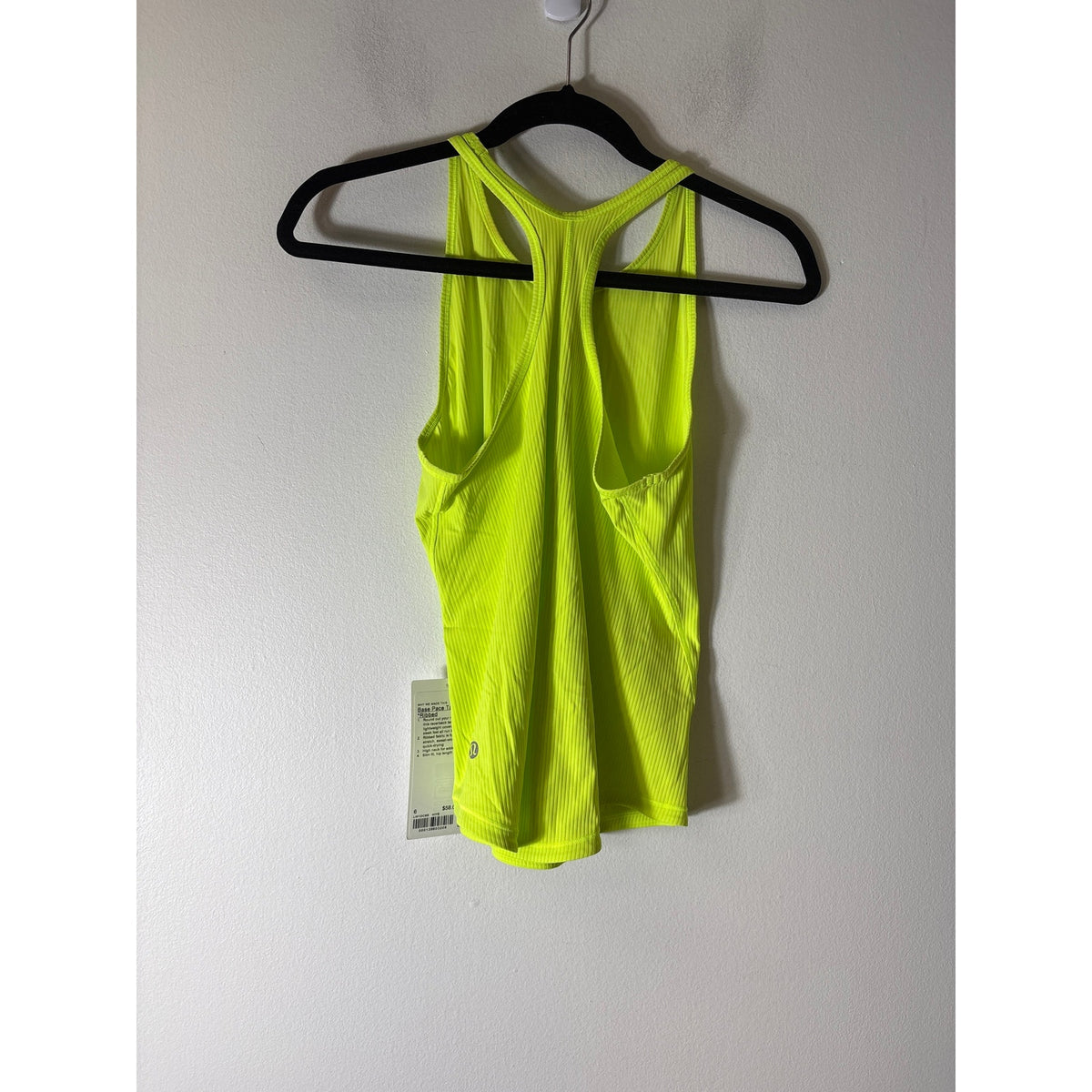 NWT Lululemon Neon Yellow Base Pace Ribbed Tank Sz 6