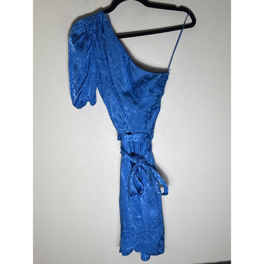 Adalyn Rae Blue One Shoulder Mini Dress Sz S