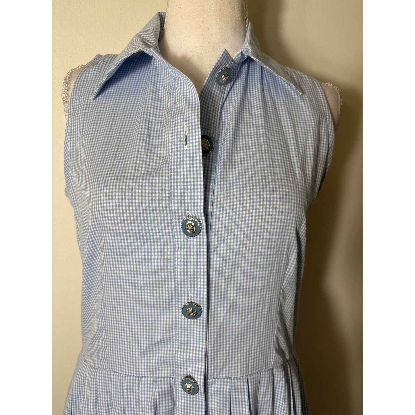 NWT Buru Blue andWhite Gingham Shirt Dress Sz S
