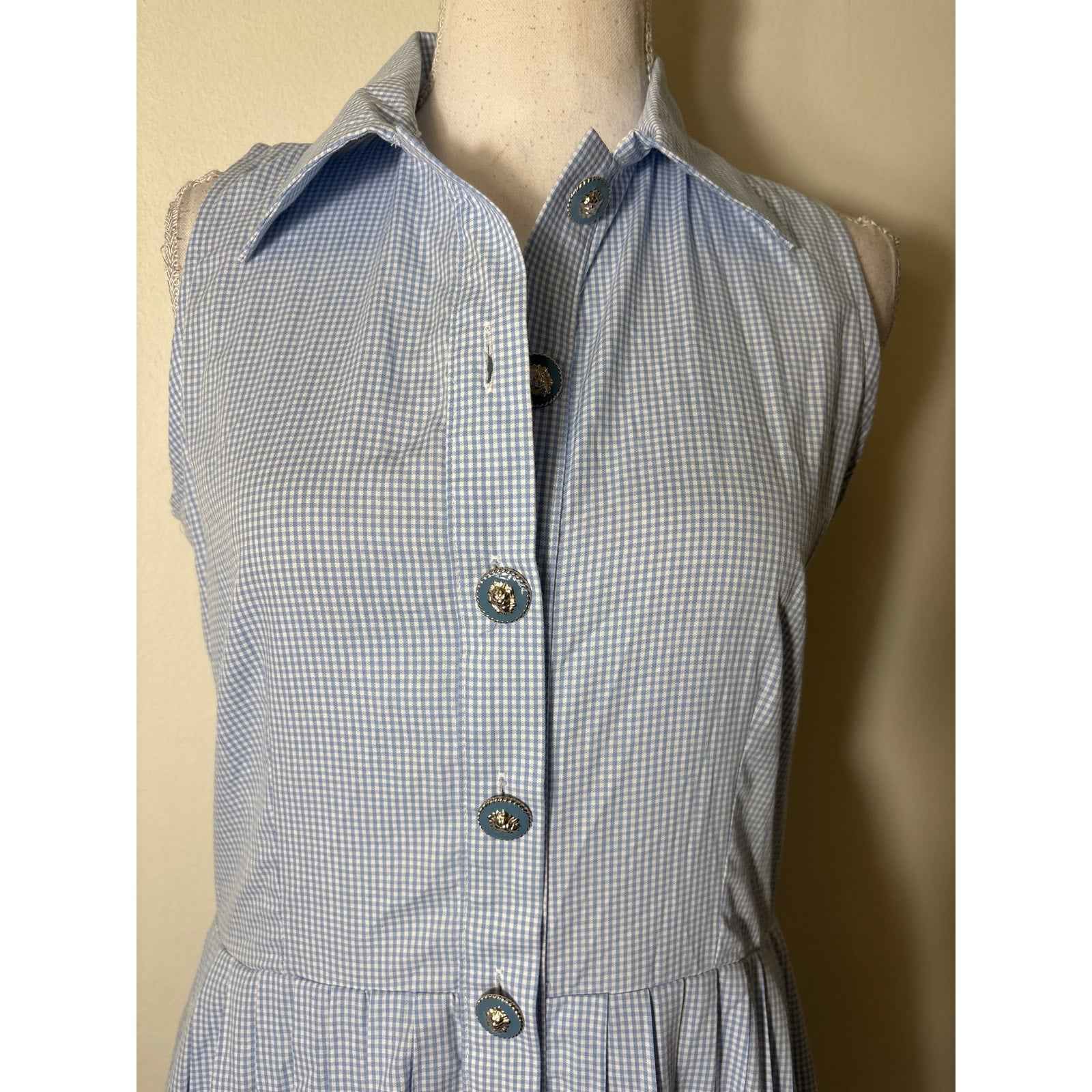 NWT Buru Blue andWhite Gingham Shirt Dress Sz S