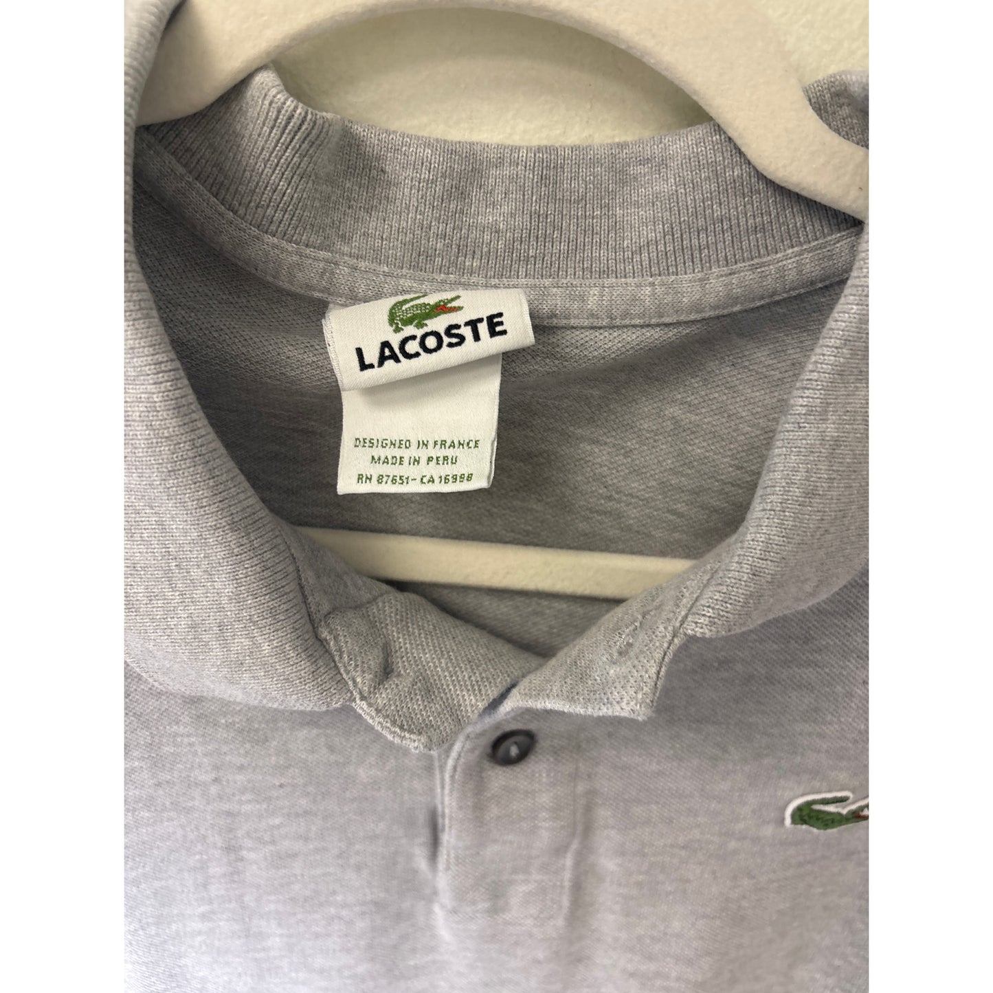 Men's Lacoste Gray Short Sleeve Cotton Polo Style Shirt Sz L