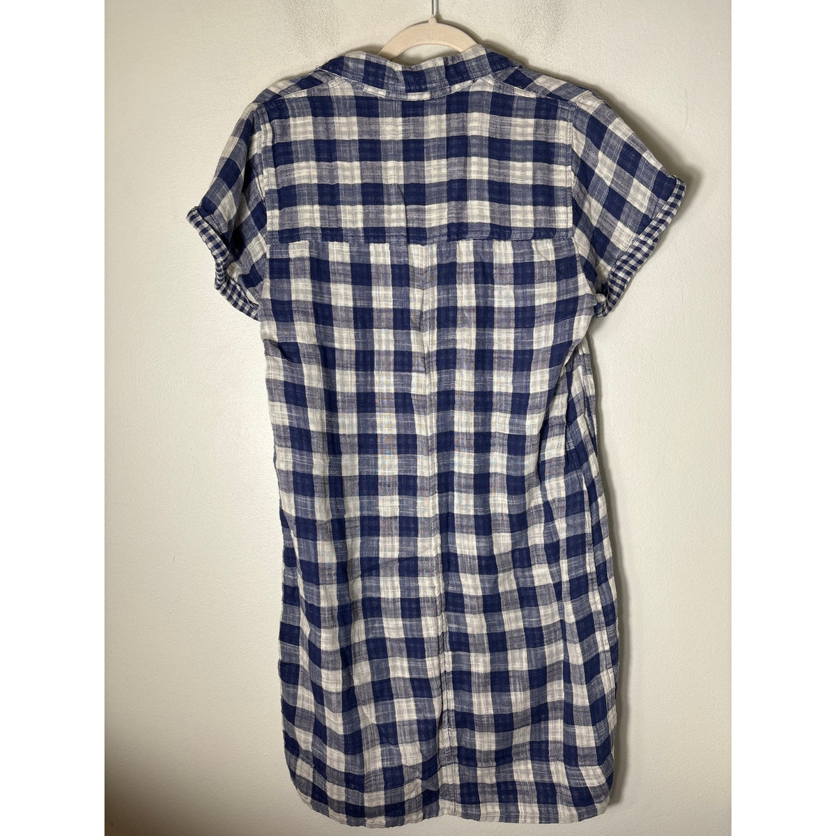 J. Crew Blue and White Check Cotton Cap Sleeve Dress Sz S