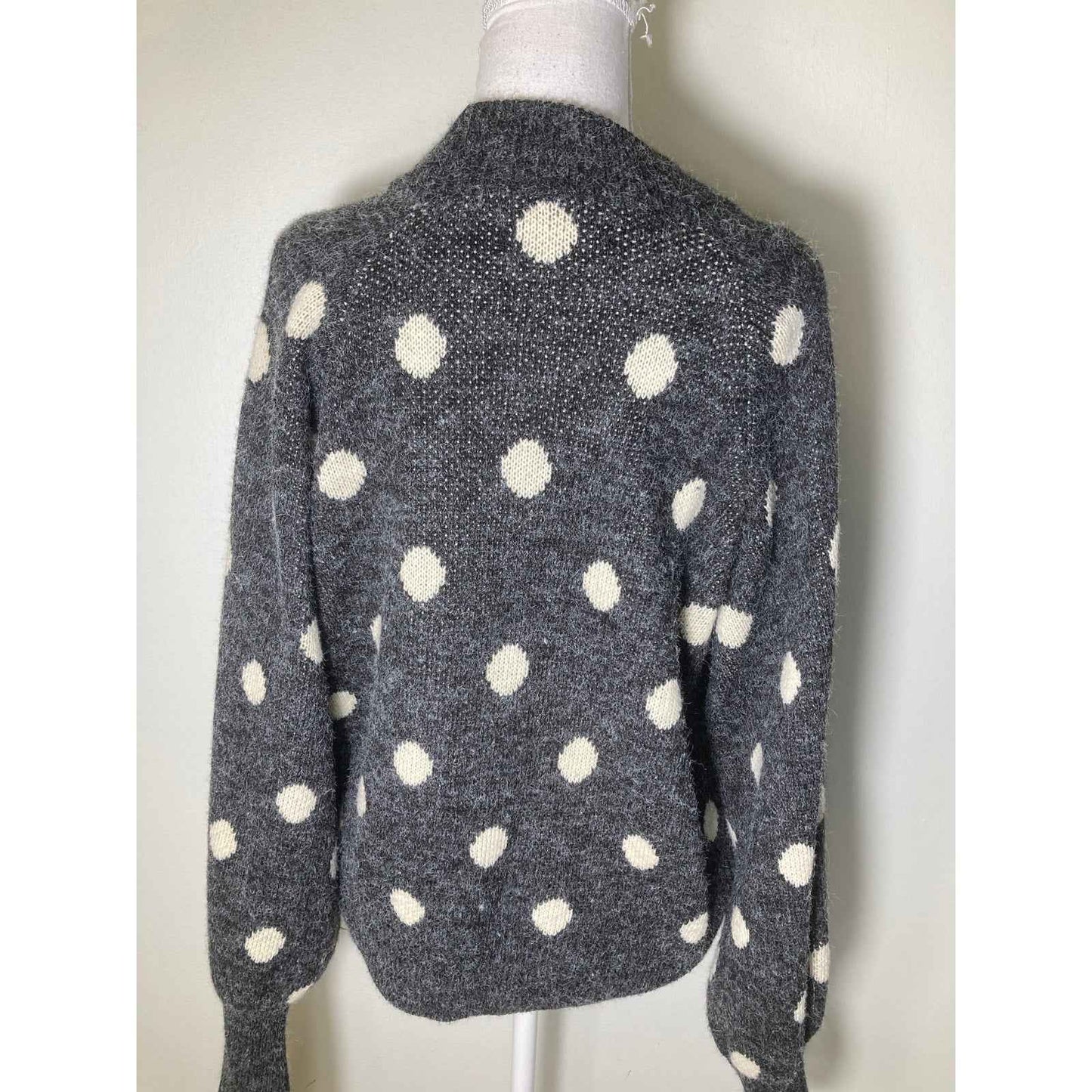 BlankNYC Gray and Off White Polka Dot Long Sleeve Sz L