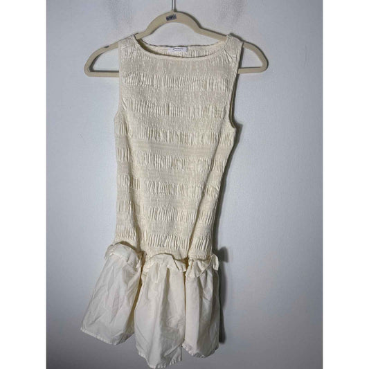 Peppermayo Off White Smocked Sleeveless Mini Dress Sz 4