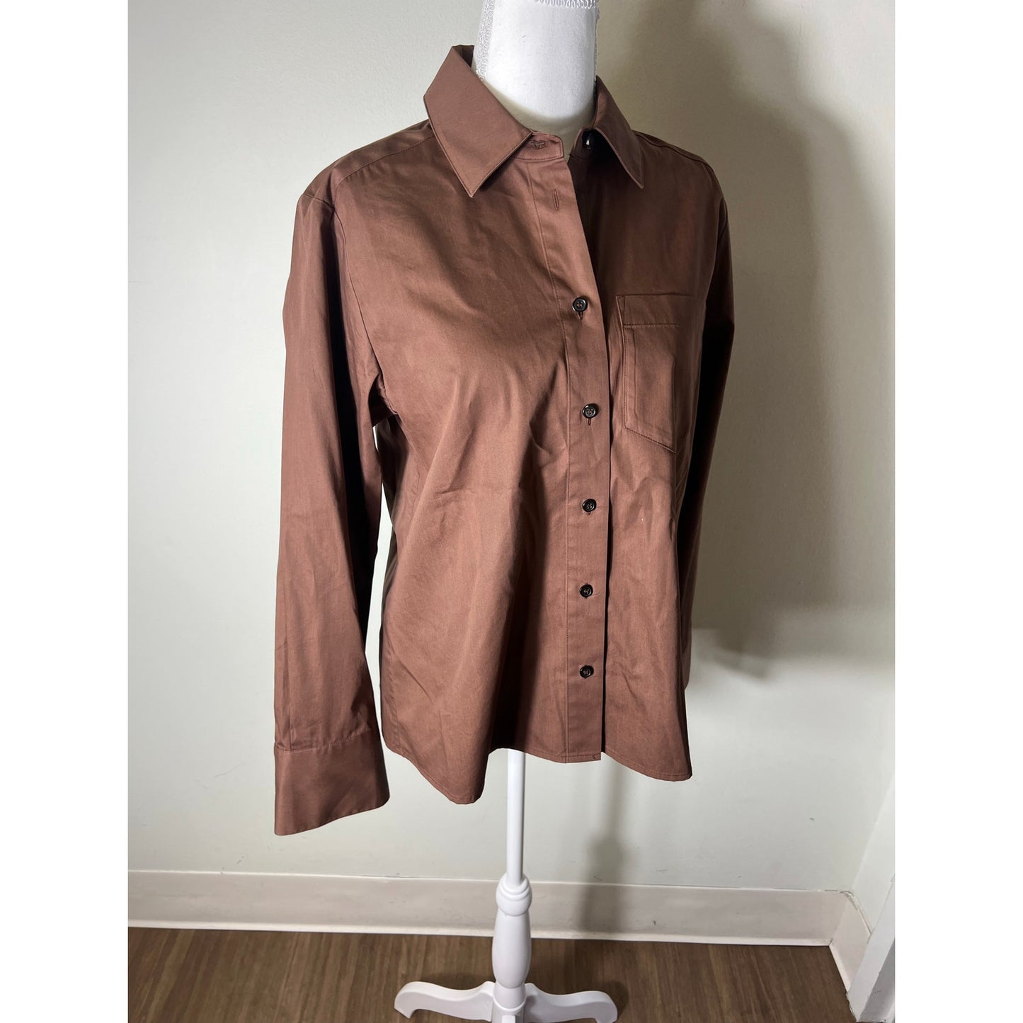 CO Brown Long Sleeve Button Up Shirt Sz S