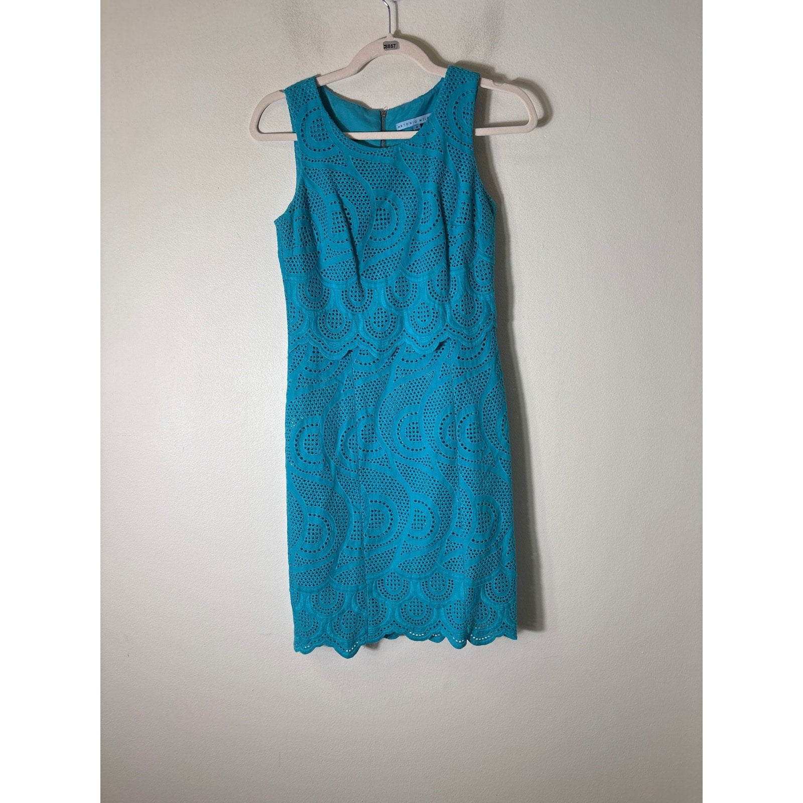 Antonio Melani Bright Teal Sleeveless Knee Length Sheath Dress Sz 0