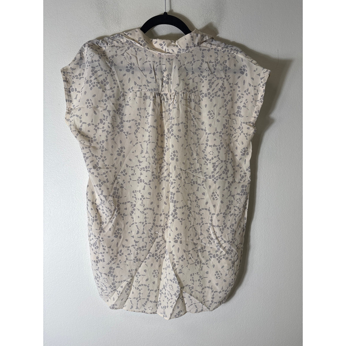 Rebecca Taylor Gray Speckled Cream Chiffon Blouse Sz 6