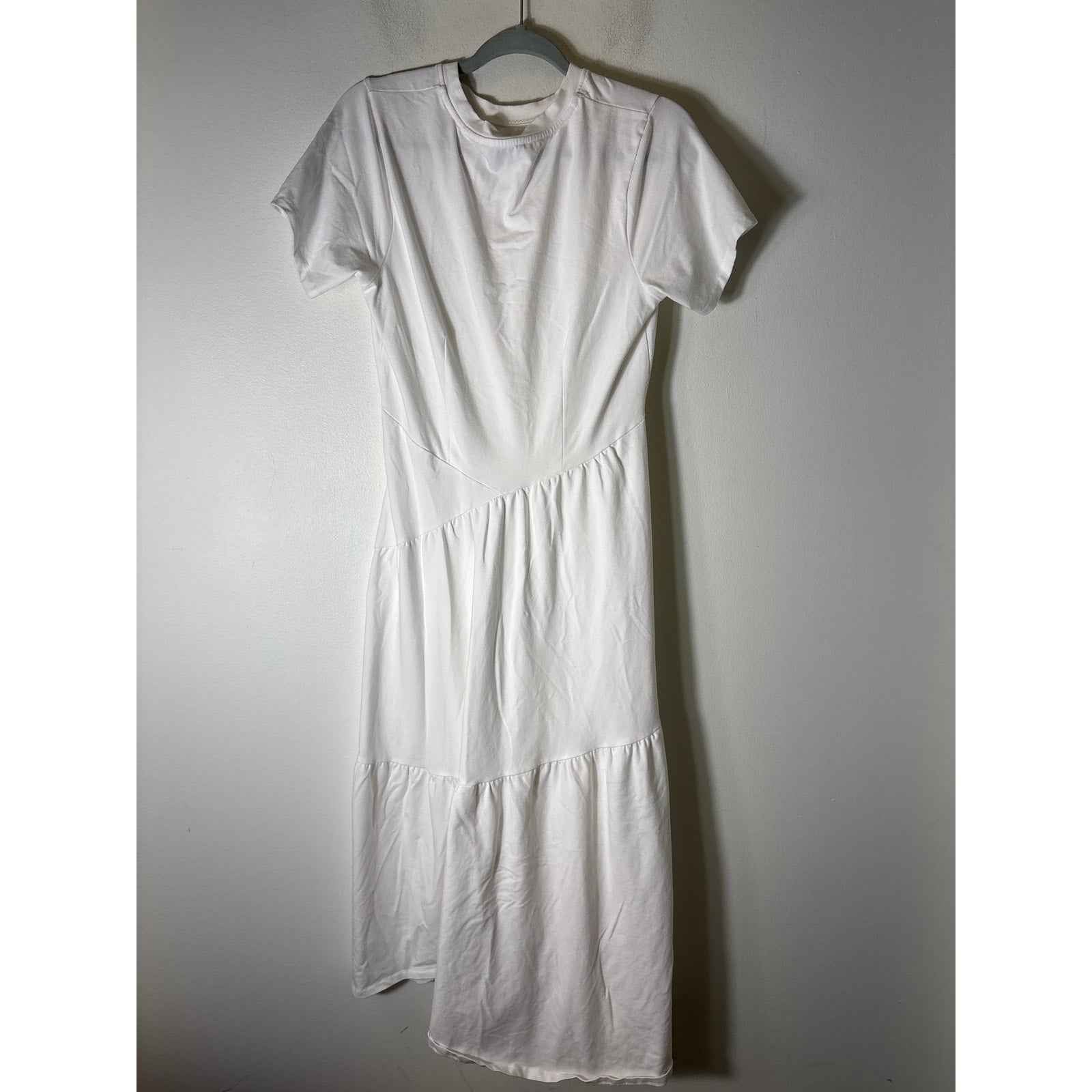 Robert Rodriquez Ivory White Short Sleeve Tiered Maxi Dress Sz M