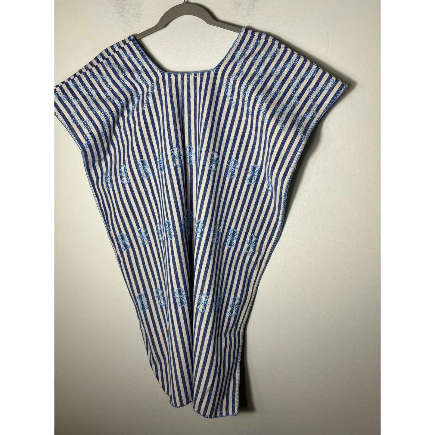 Tuckernuck Blue White Stripe Embroidered Sleeveless Mini Dress Sz M
