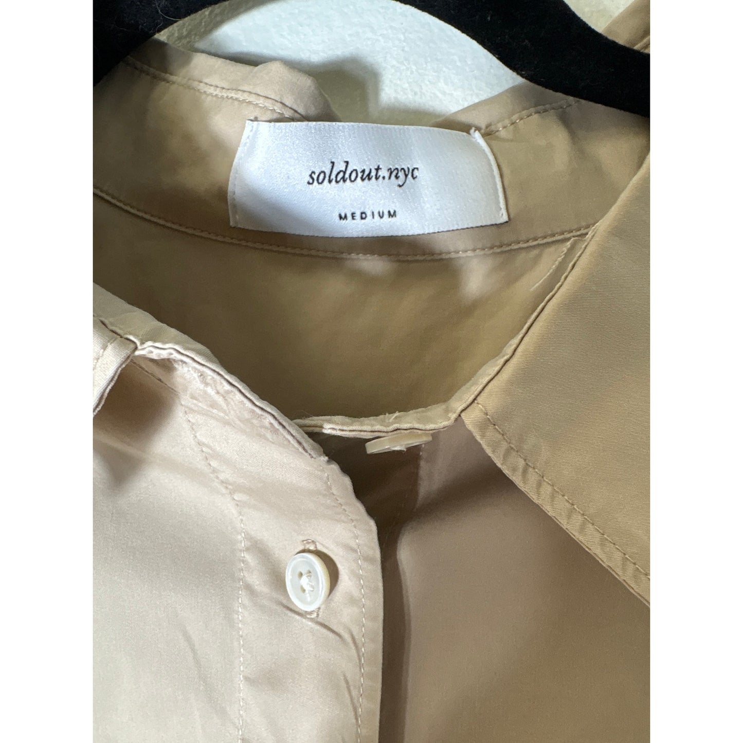 Soldout.NYT Tan Long Sleeve Button Up Cotton Shirt Sz M