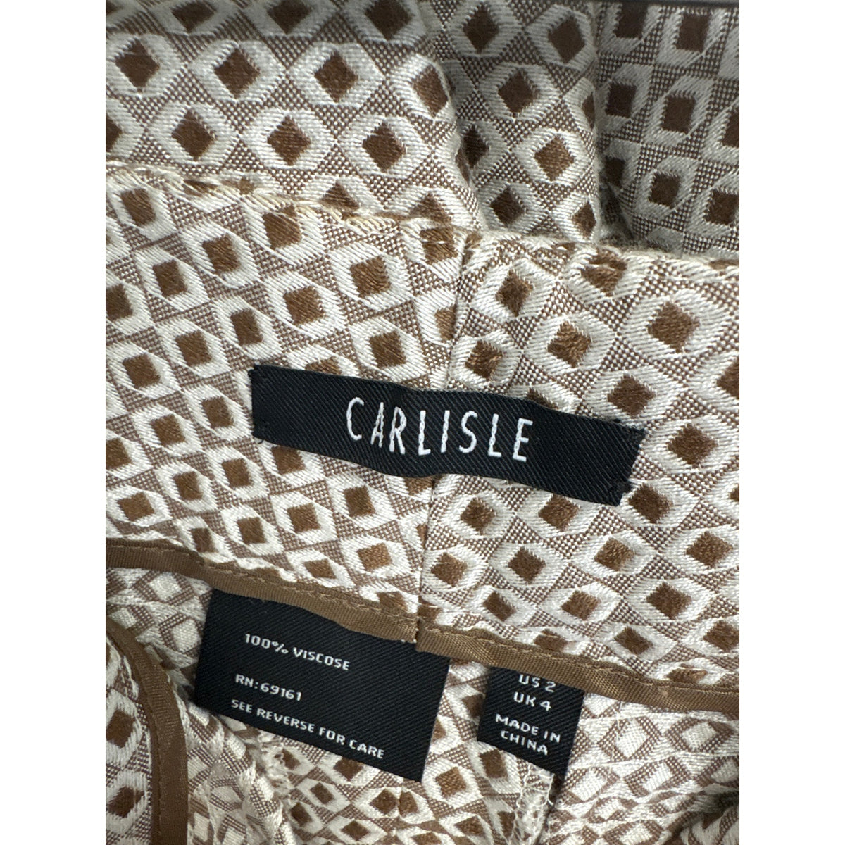 Carlisle Brown and White Print Dress Pants Sz 2