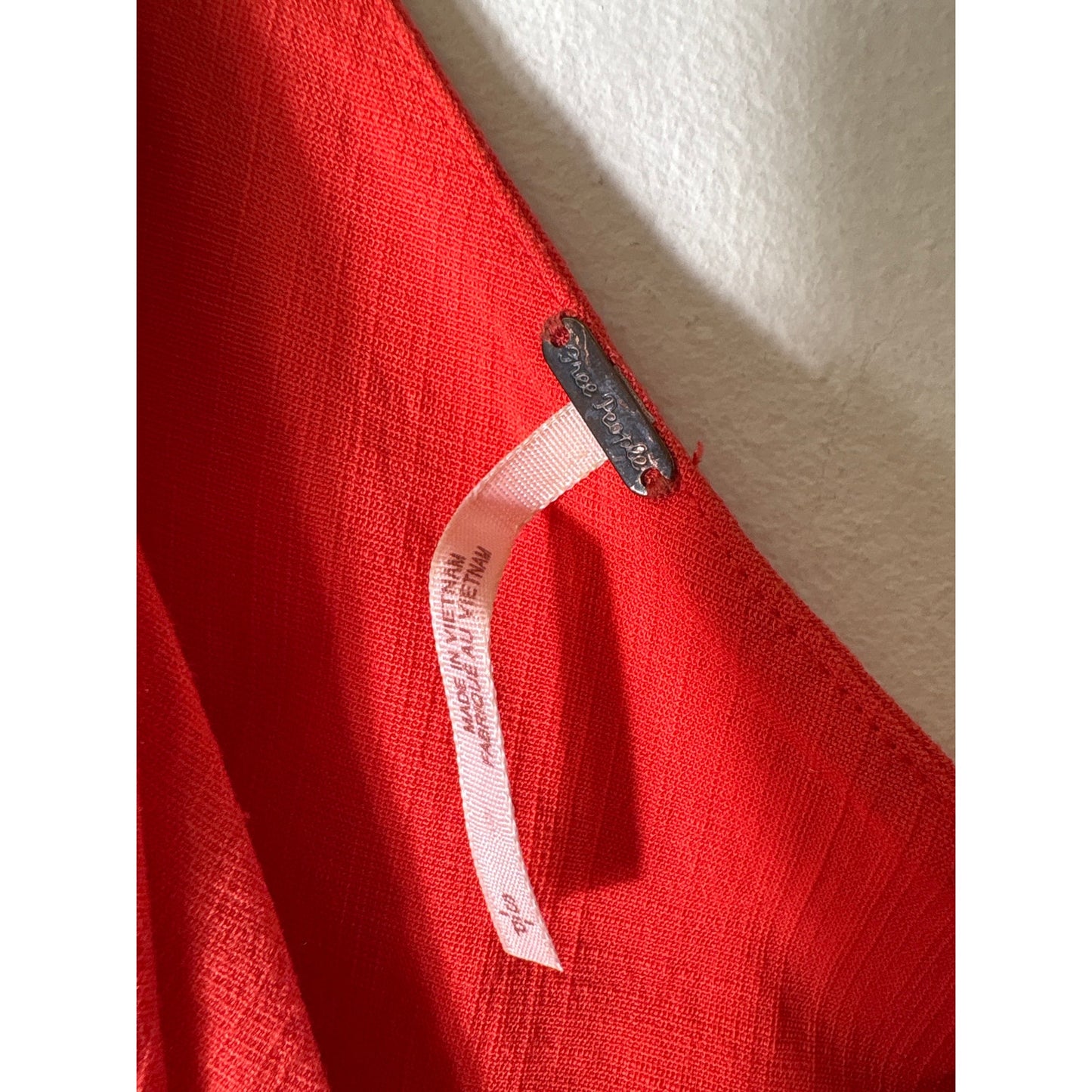 Free People Orange On Shoulder Side Tie Top Sz S