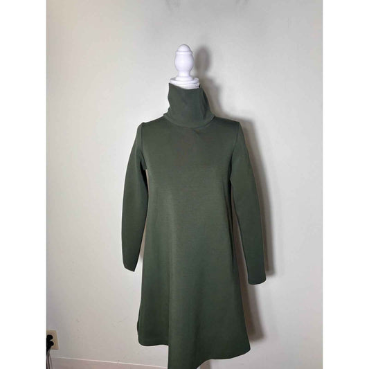Amanda Uprichard Dark Green Long Sleeve Mock Neck Knee Length Dress Sz S