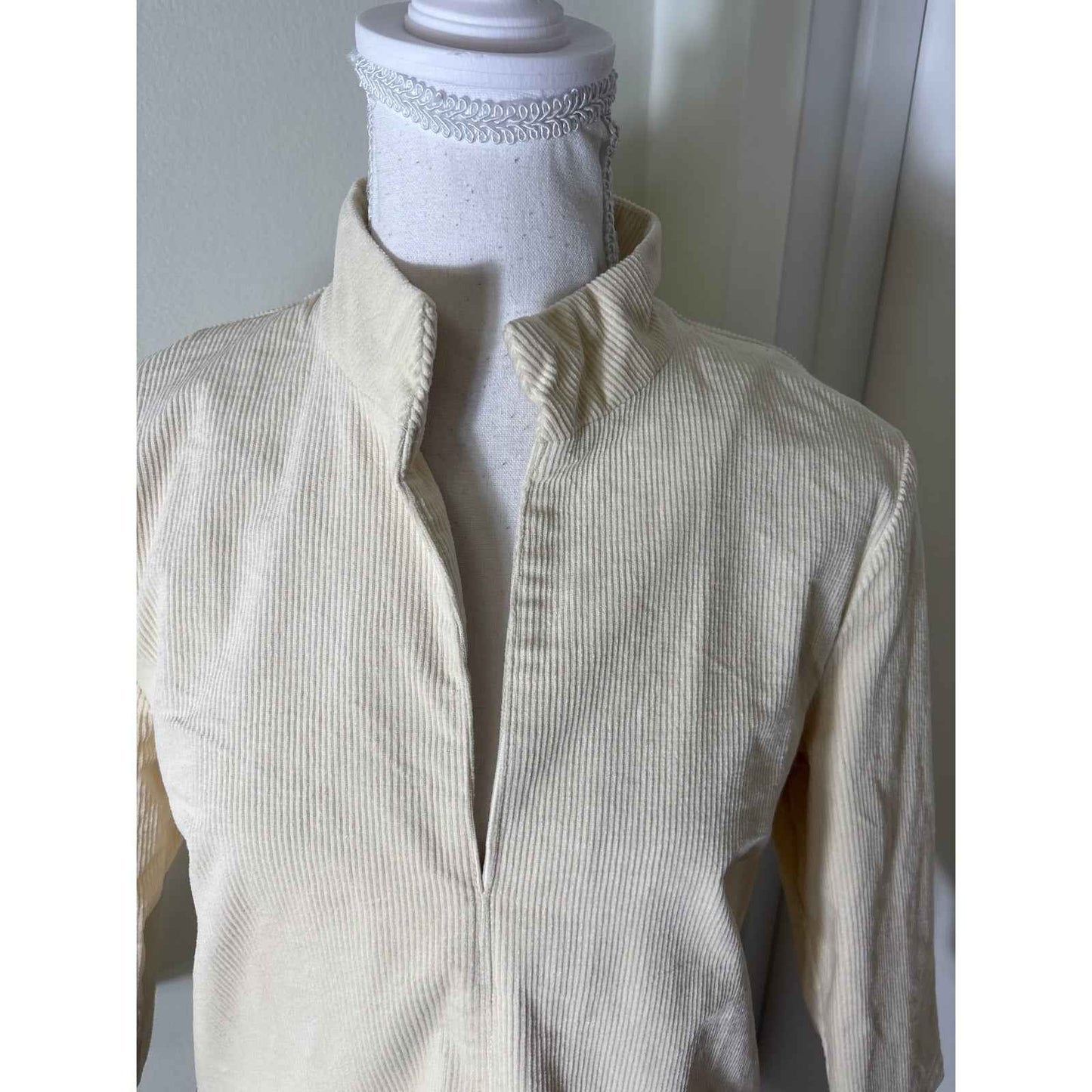 NWT Tuckernuck Cream Long Sleeve V-Neck Cordoroy Knee Length Dress S