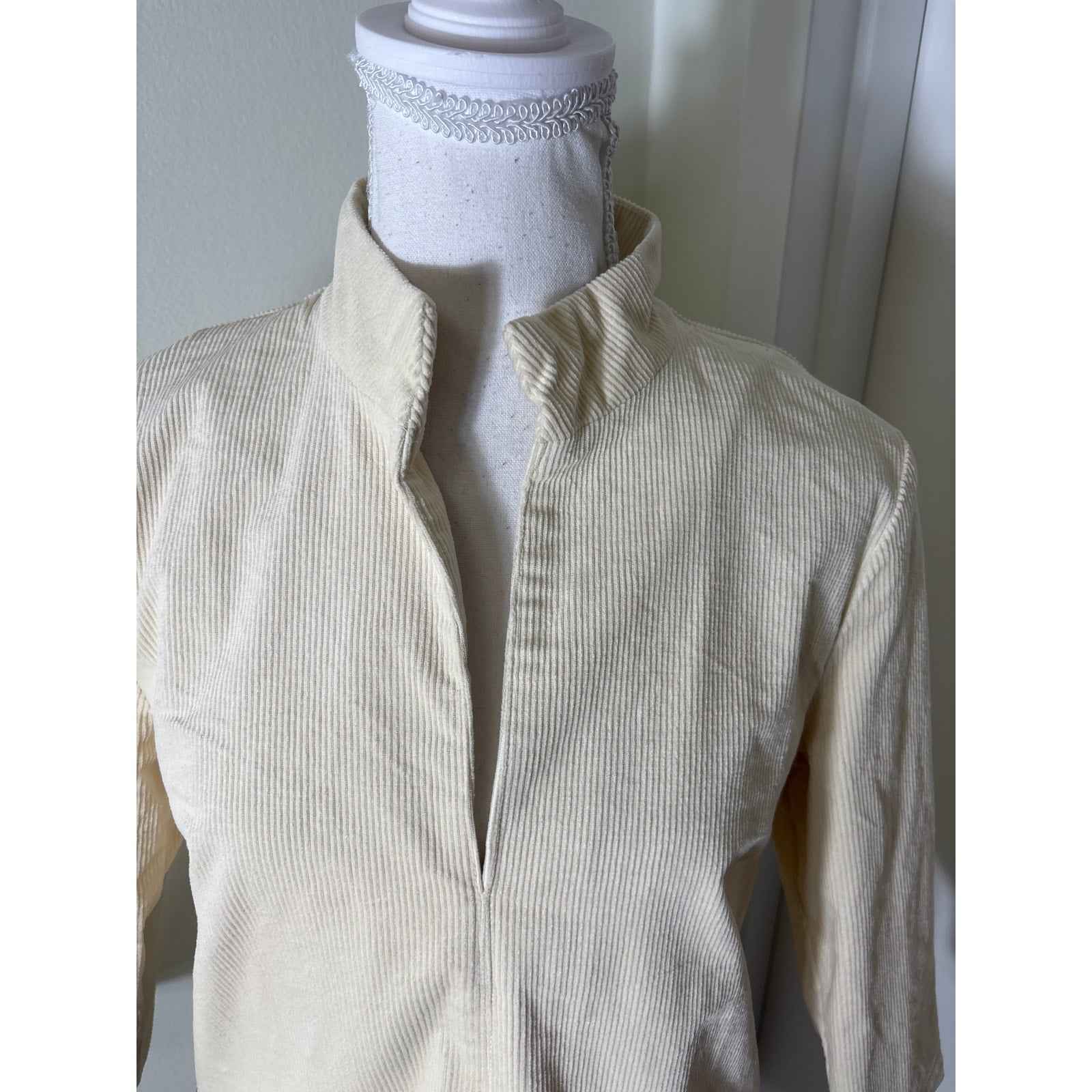 NWT Tuckernuck Cream Long Sleeve V-Neck Cordoroy Knee Length Dress S