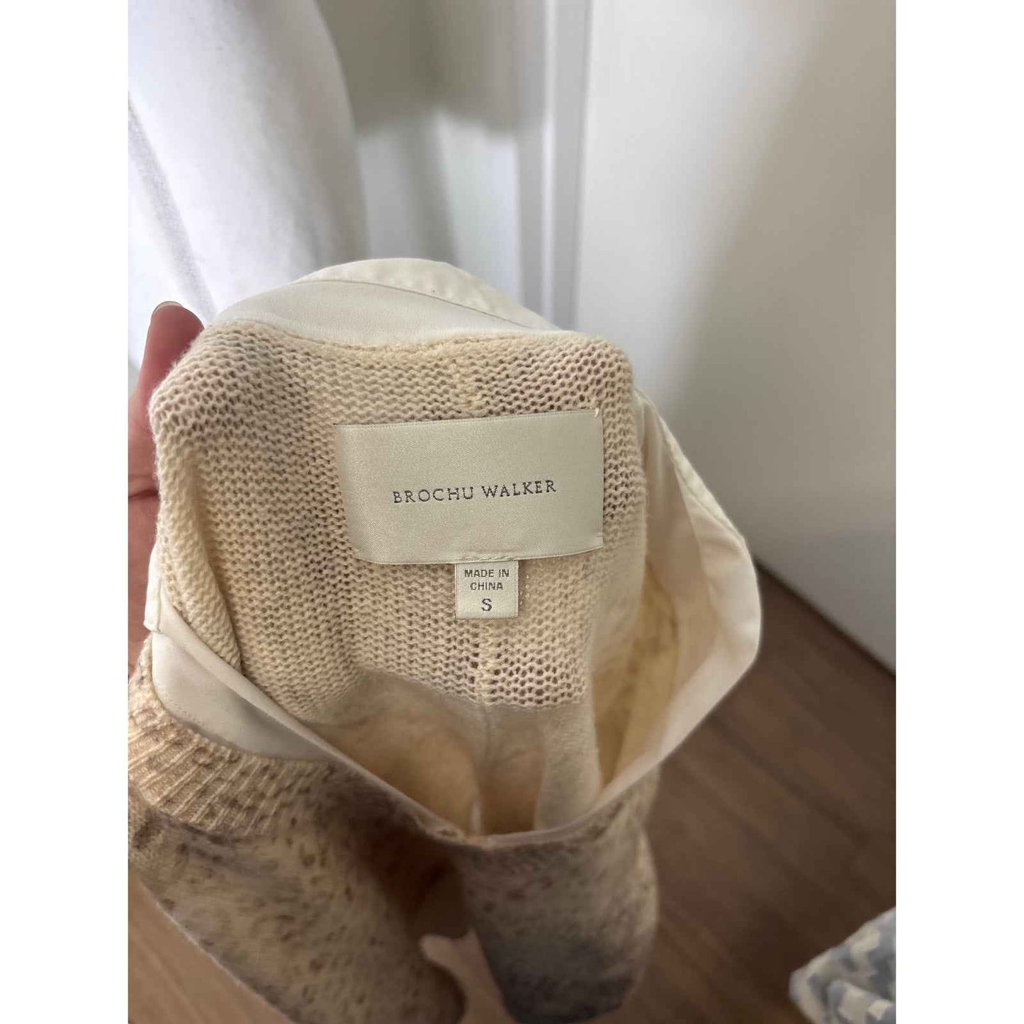 Brochu Walker Tan Animal Print Layered Long Sleeve Sweater Sz S