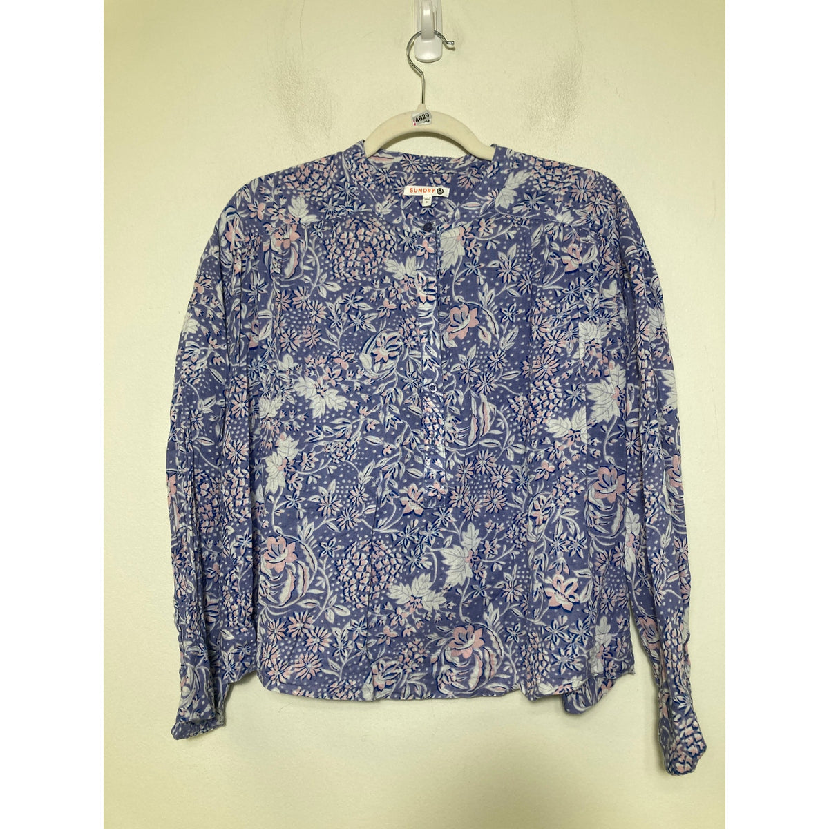 Sundry Purple Floral Long SLeeve Top Sz 1 (small)