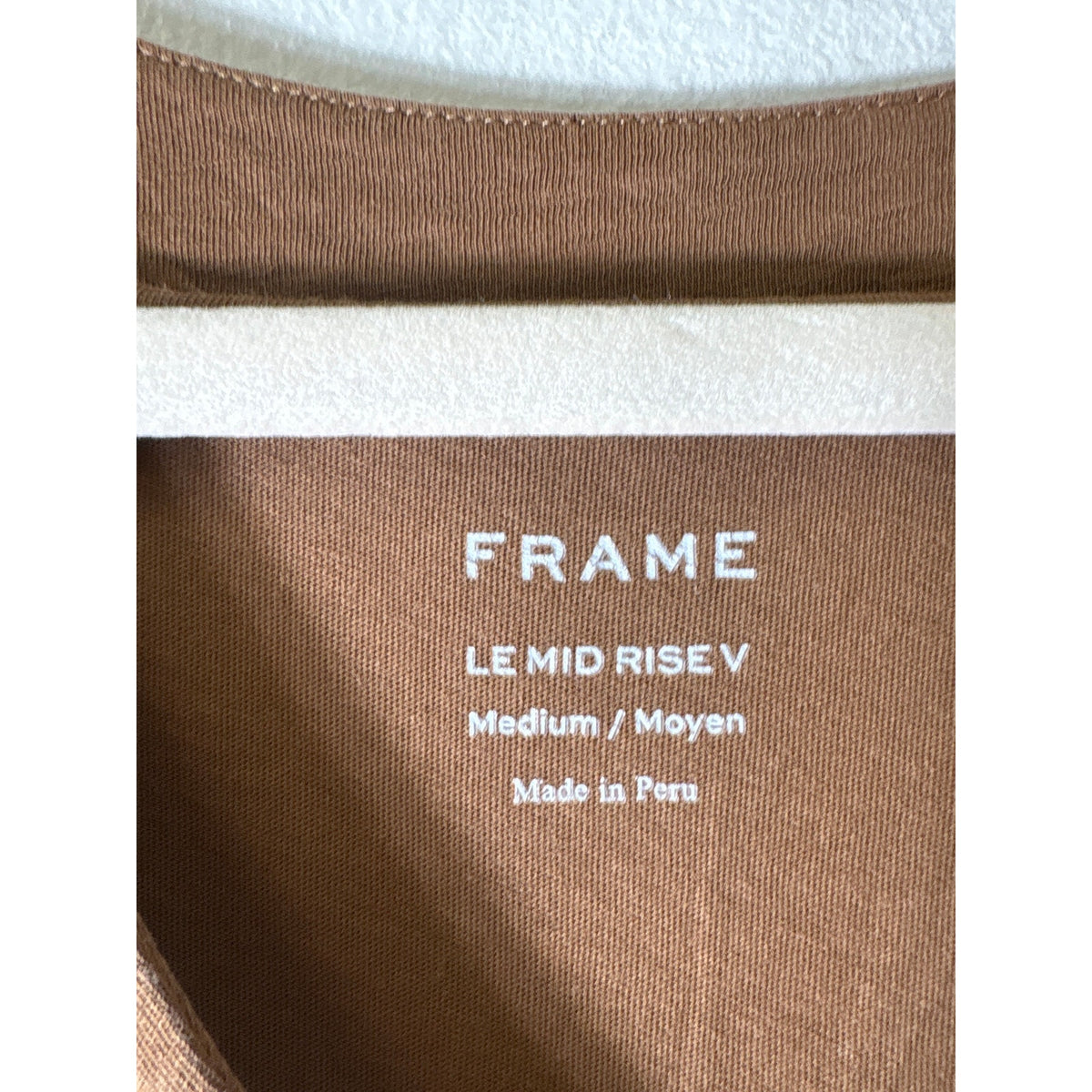 FRAME Brown "Le Mid Rise V" Cap Sleeve Tee Shirt Sz M
