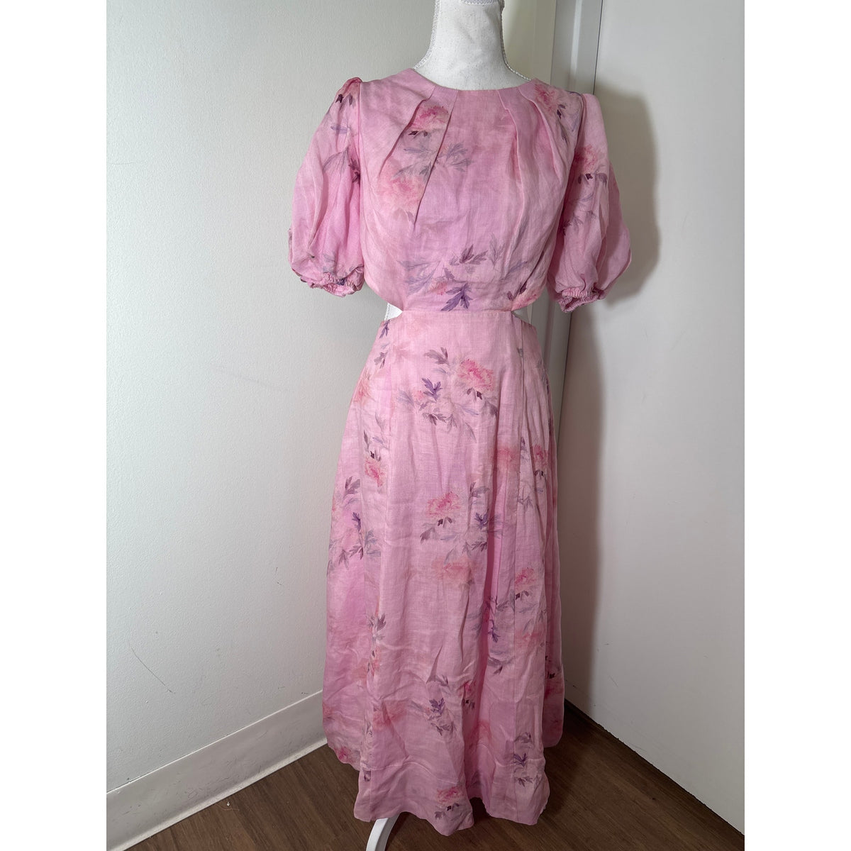 Bardot Pink Floral Backless Floor Length Dress Sz 4
