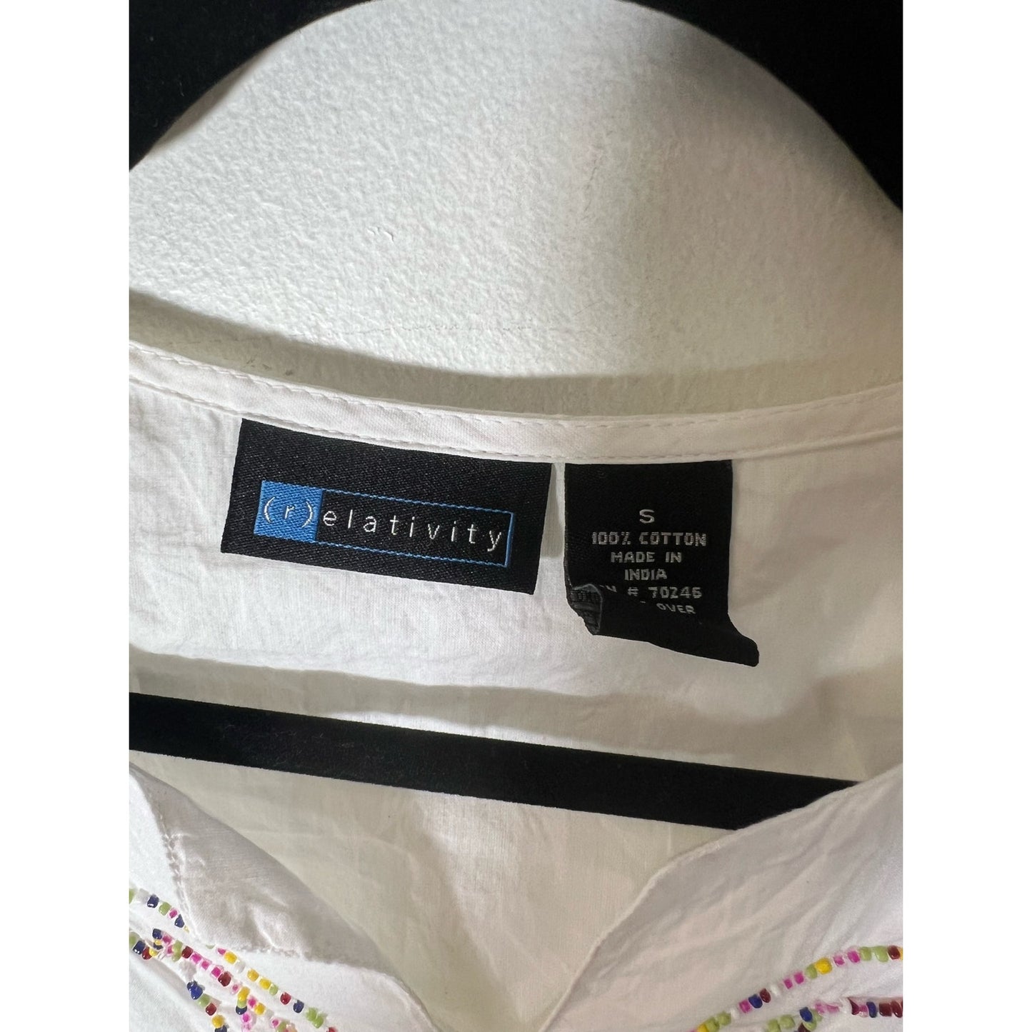NWT Relativity White V-Neck, 3/4 Sleeve Top Sz S