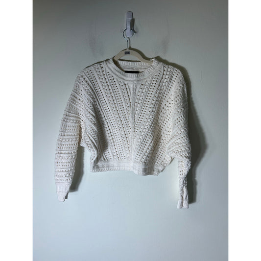 Banana Republic Off White Knit Cropped Long Sleeve Sweater Sz S
