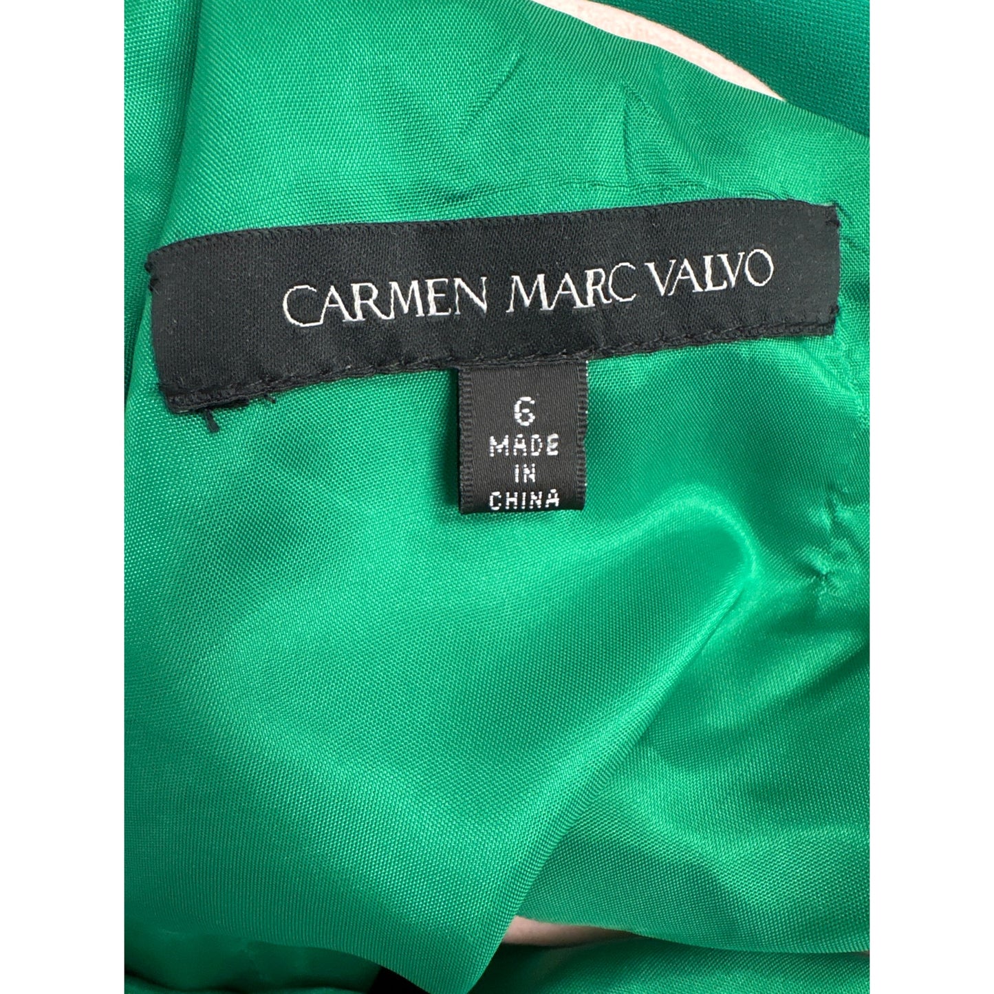 Carmen Marc Valvo Bright Green One Shoulder Knee Length Dress Sz 6
