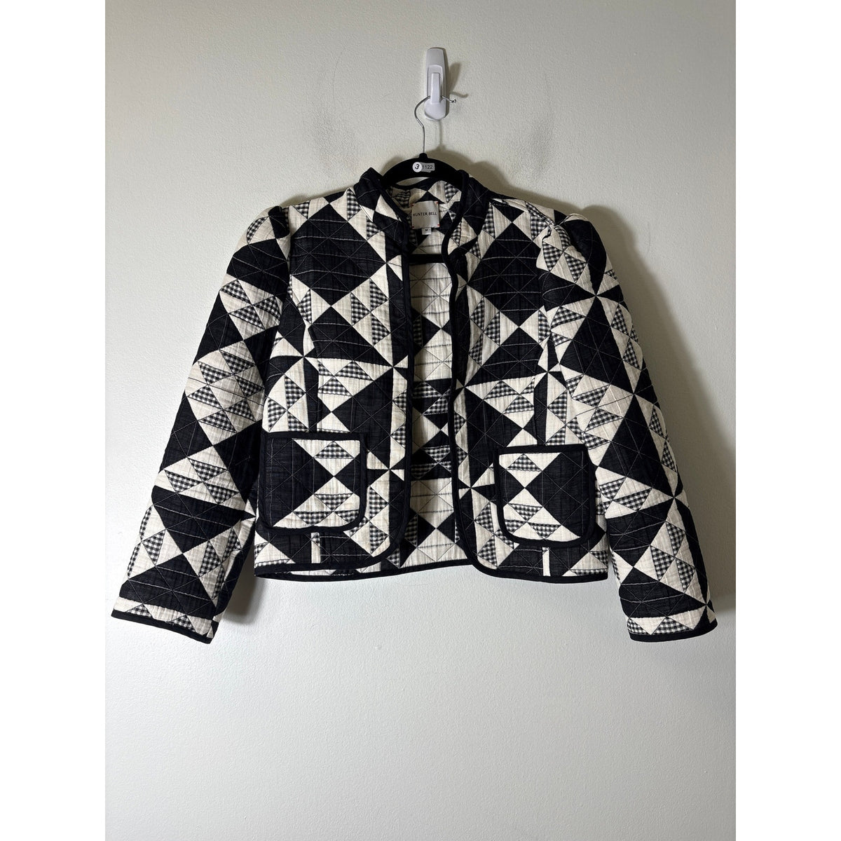 Hunter Bell Black and White Patchwork Long Sleeve Jacket Sz M