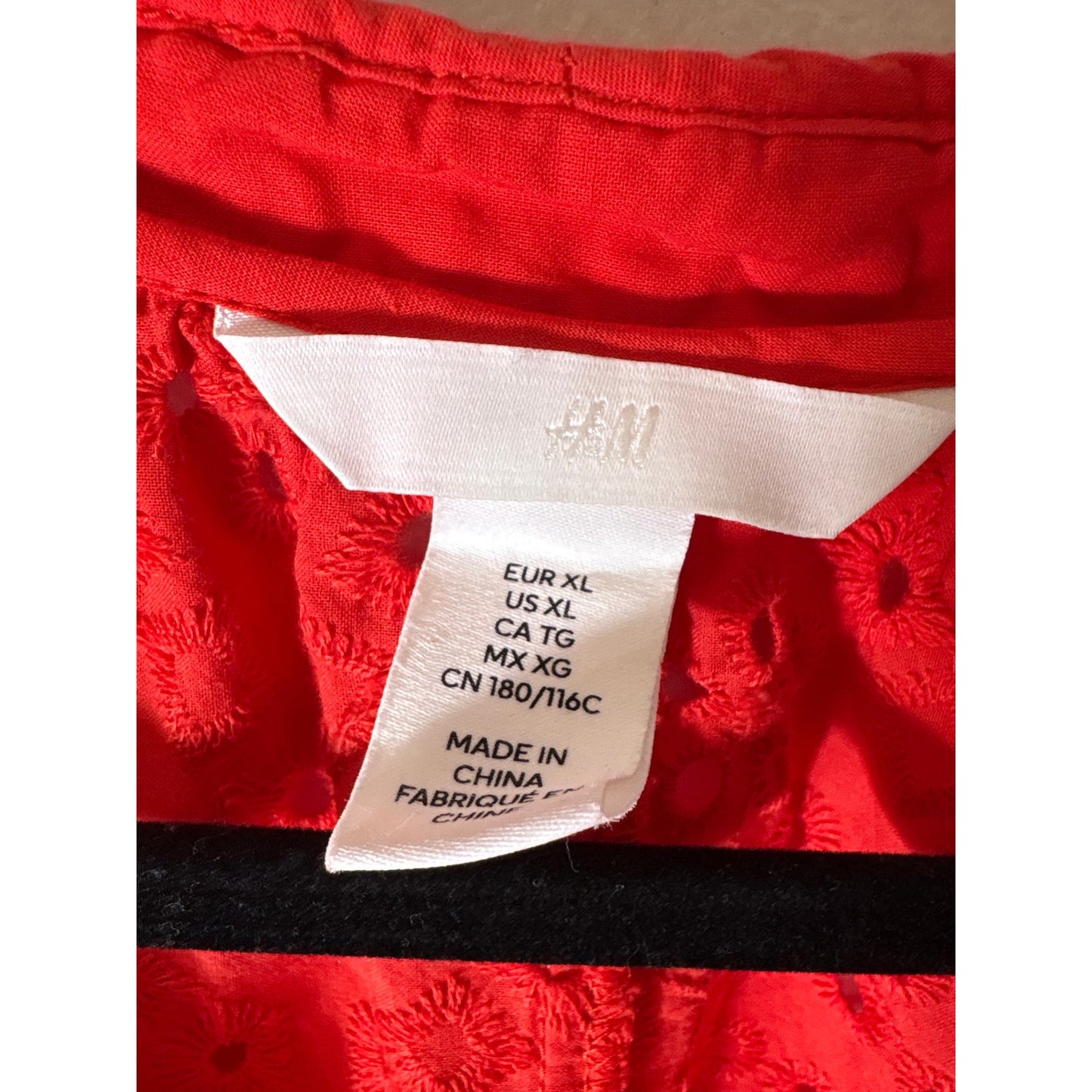 H&M Orange/Red Eyelet Mini Dress Sz XL