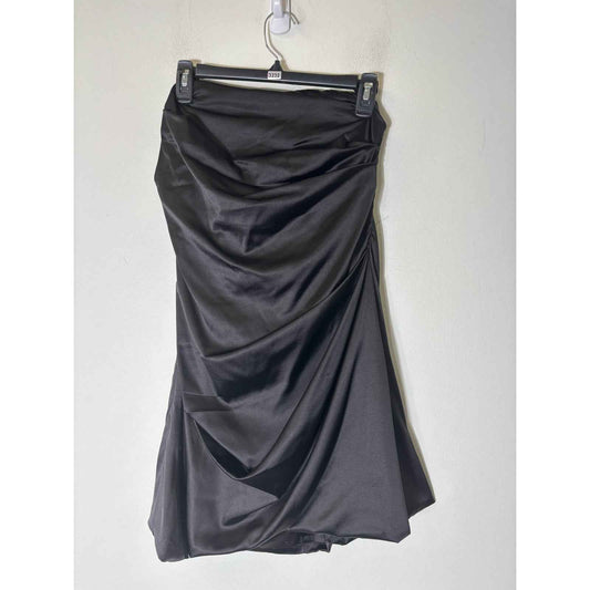 Hausen Black Satin Like Straples Mini Dress Sz L