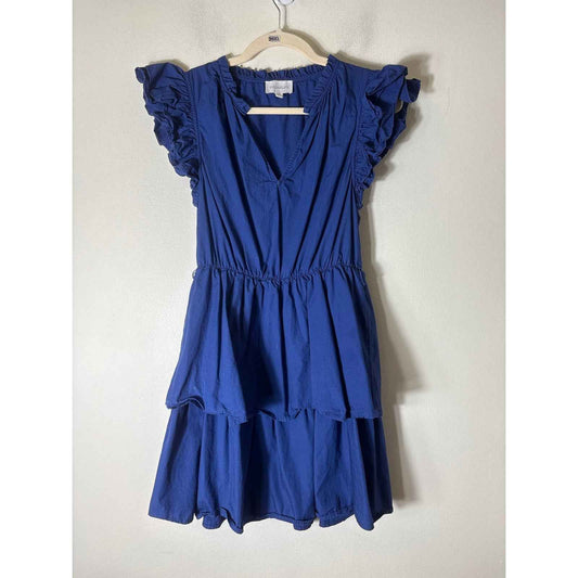 Sugar Lips Royal Blue Flutter Sleeve Cotton Mini Dress Sz S
