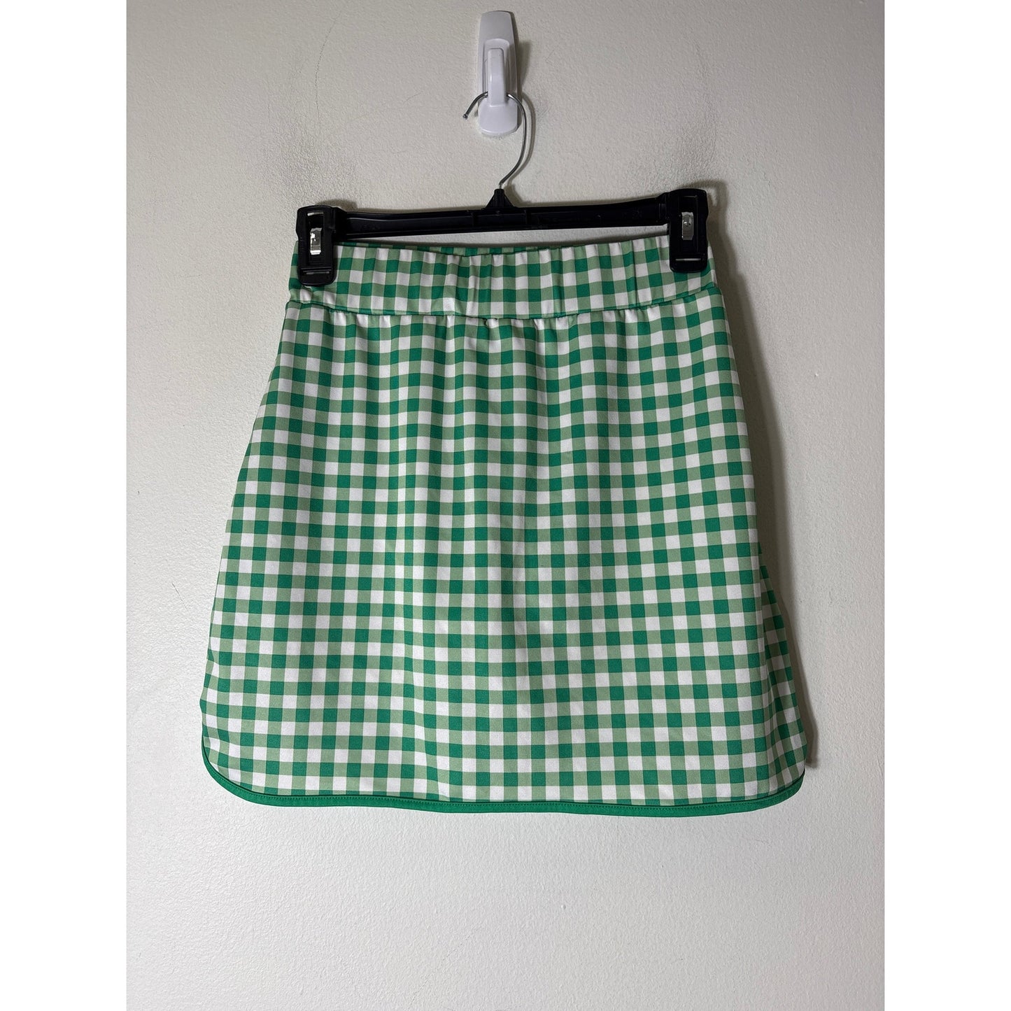 J. Crew Green White Check Bathing Suit Skirt Sz XS