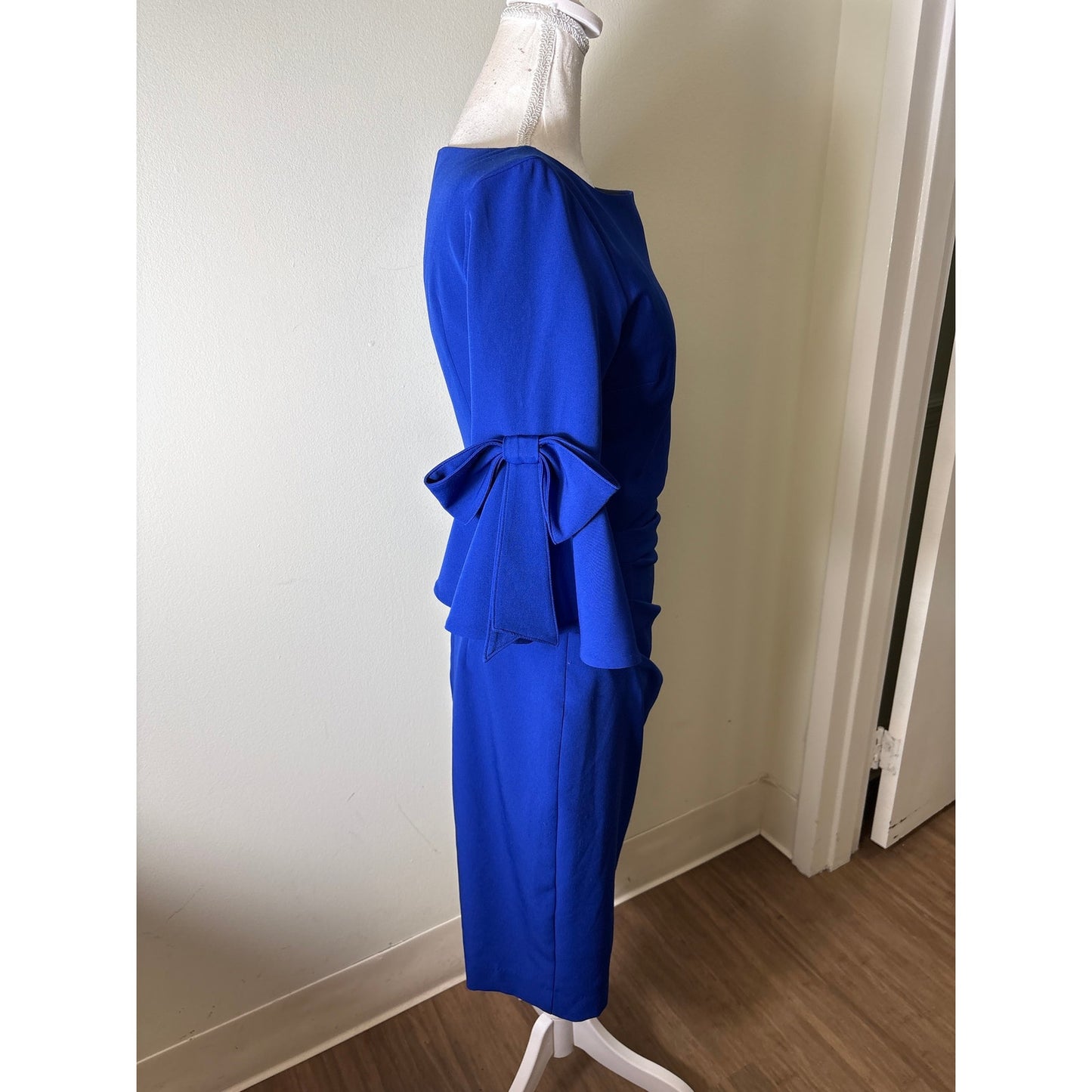 Posh Couture Electric Blue 3/4 Sleeve Midi Cocktial Dress Sz S