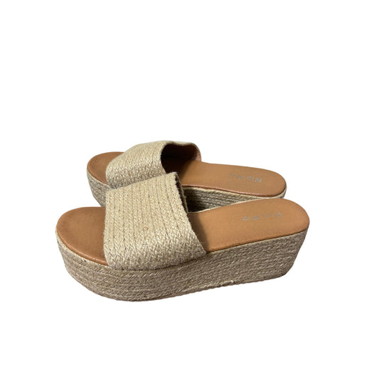 Nio Nio Rafia Stacked Platform Beige Sandal Sz 10