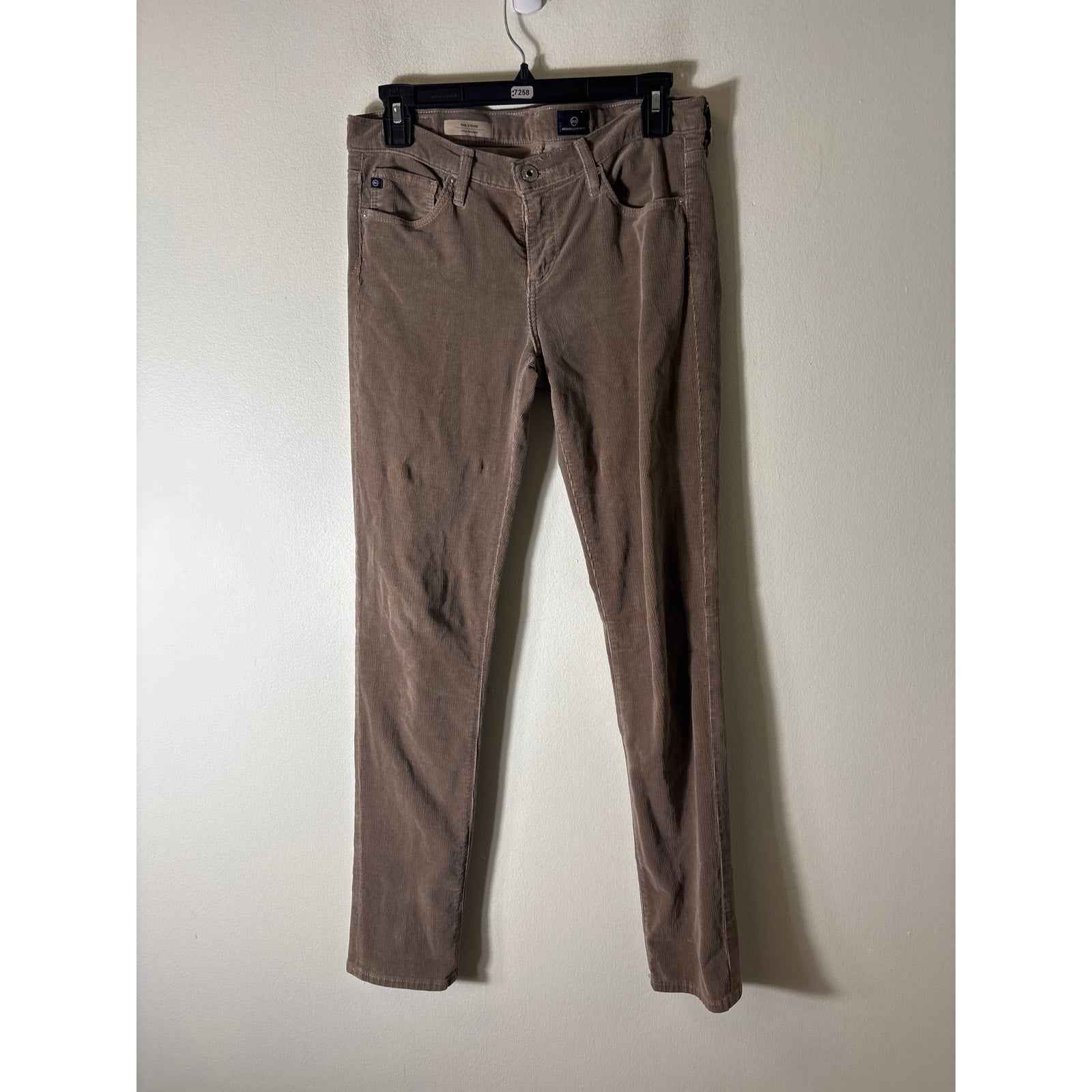 AG The Stevie Slim Straight Tan Fine Corderoy Pants Sz 28r